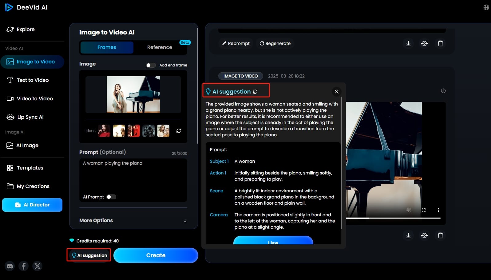 Deevid AI Interface