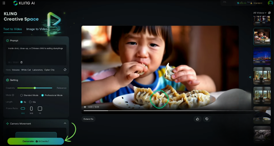Kling AI Interface