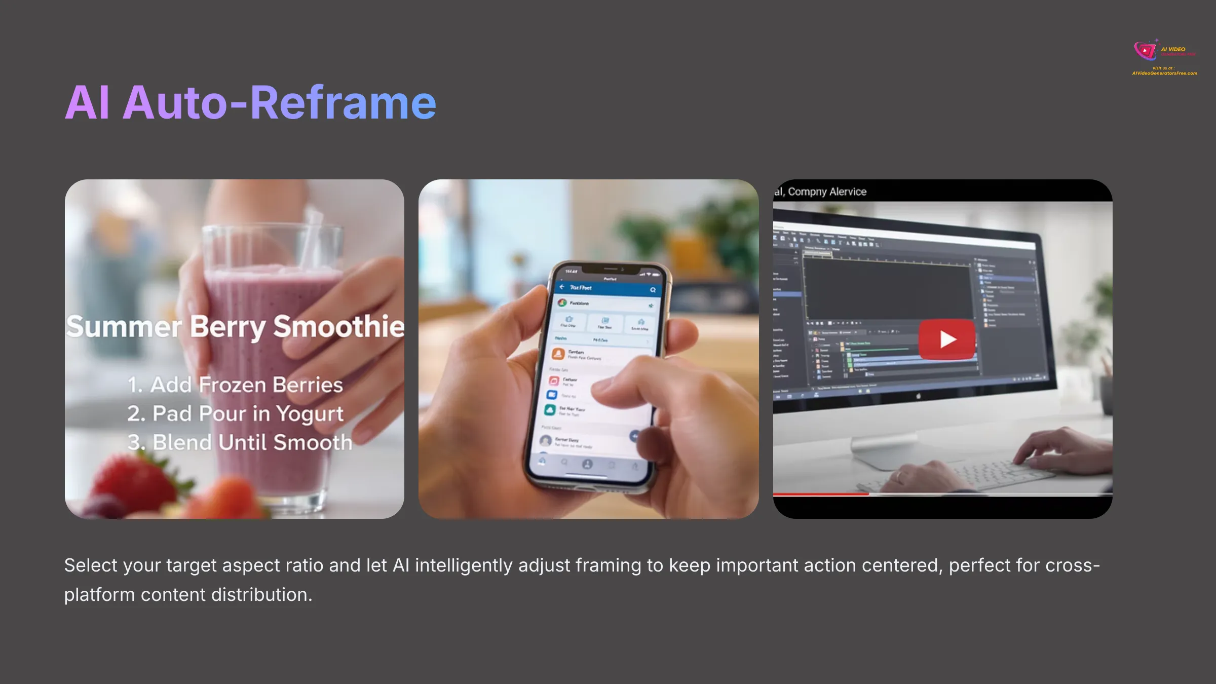 AI auto-reframe for social media formats