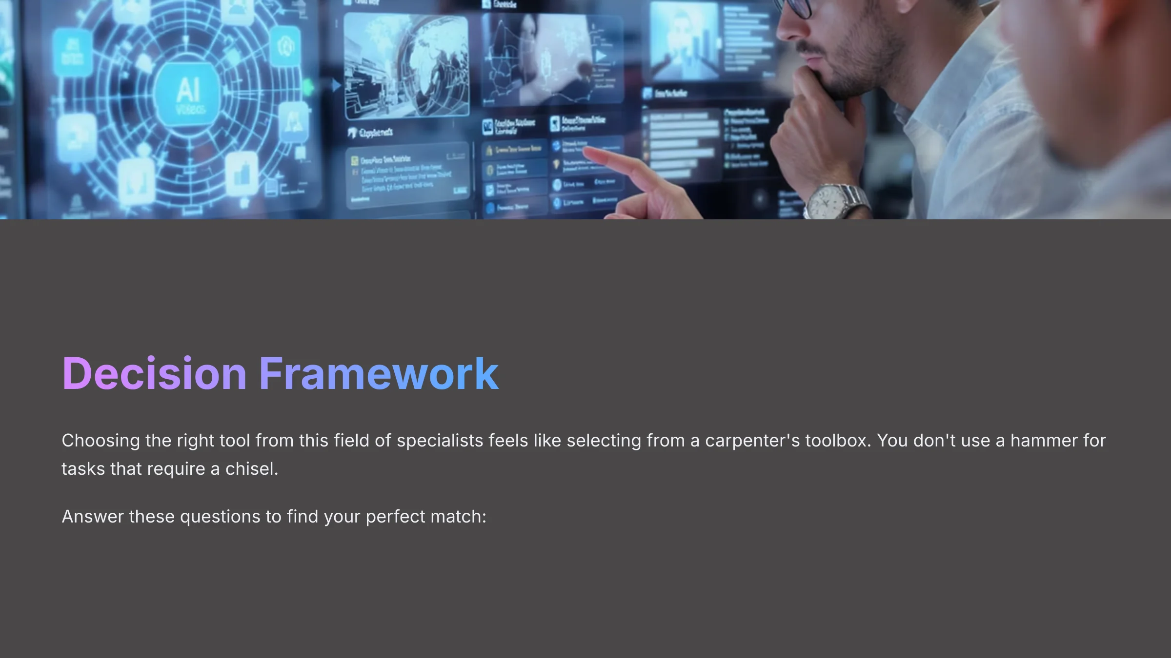 Decision Framework - Choose the right AI video generator