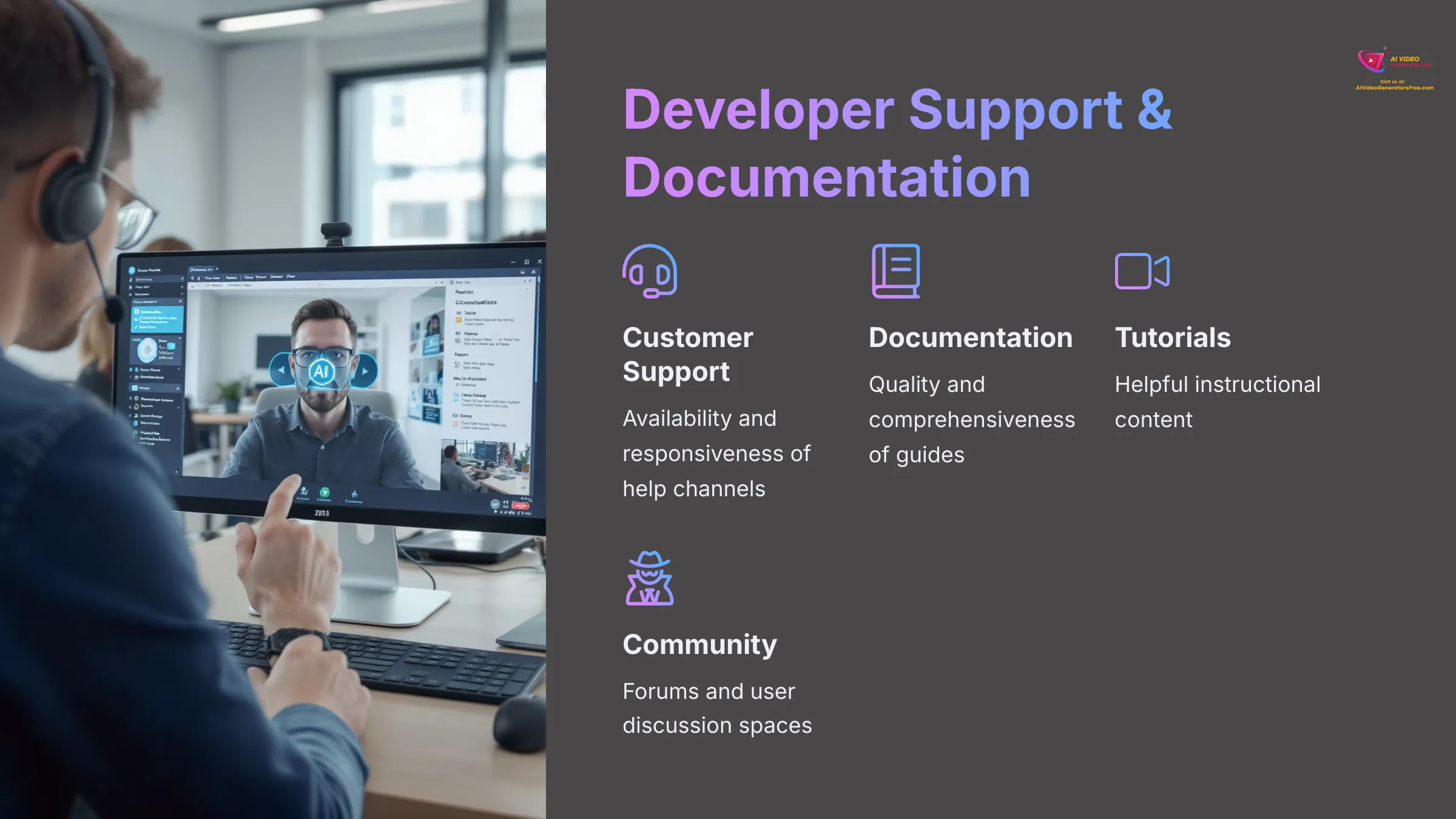 10_Developer-Support-and-Documentation_AI-video-generators-free_aivideogeneratorsfree.com_