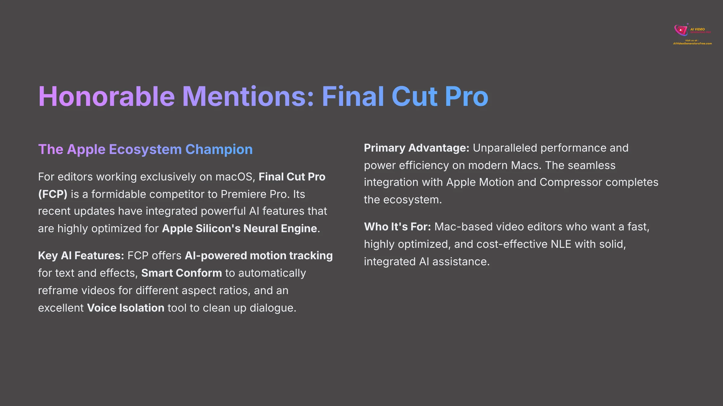 Honorable Mentions - Final Cut Pro