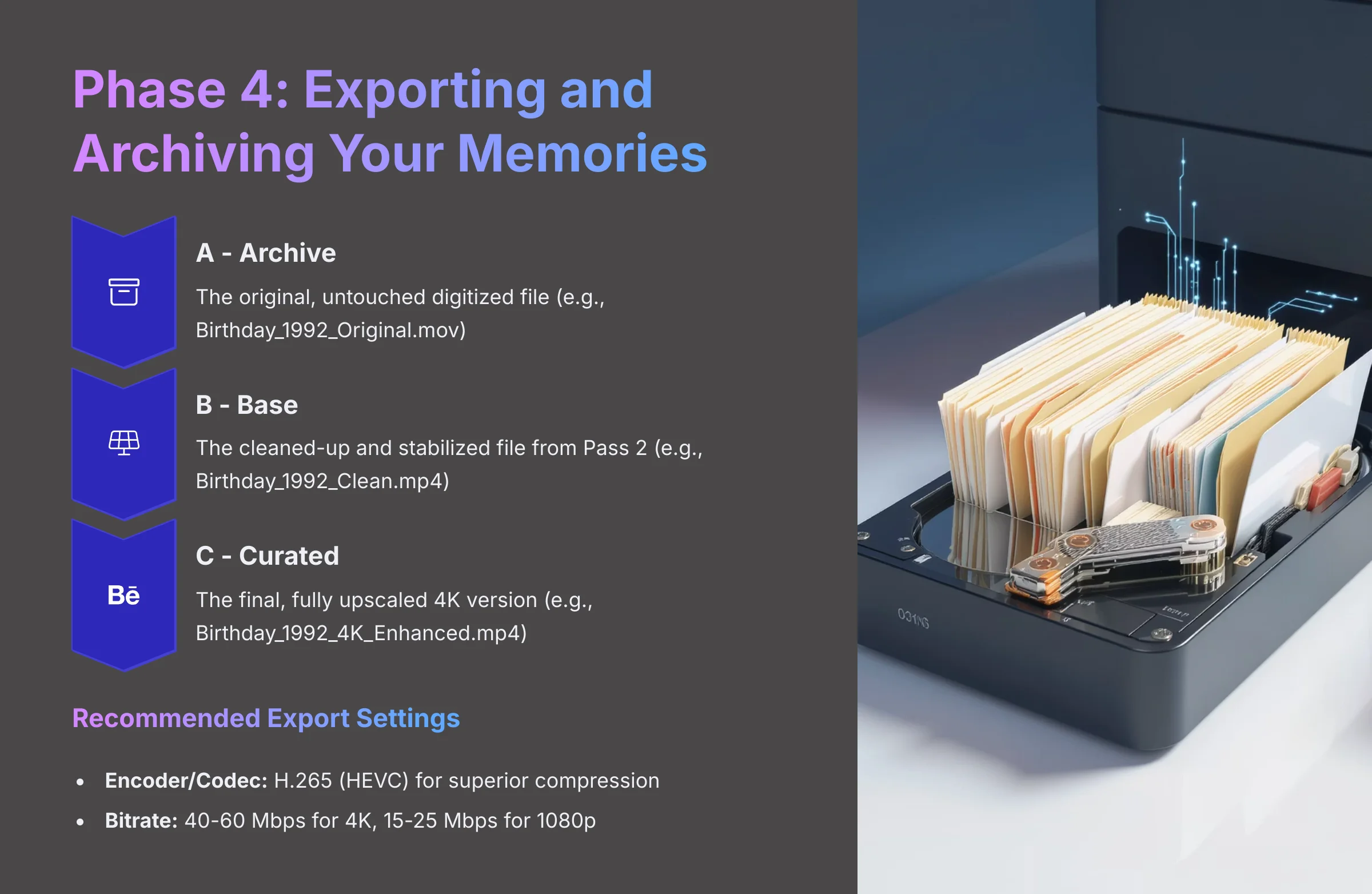 Phase 4: Exporting and archiving restored family videos