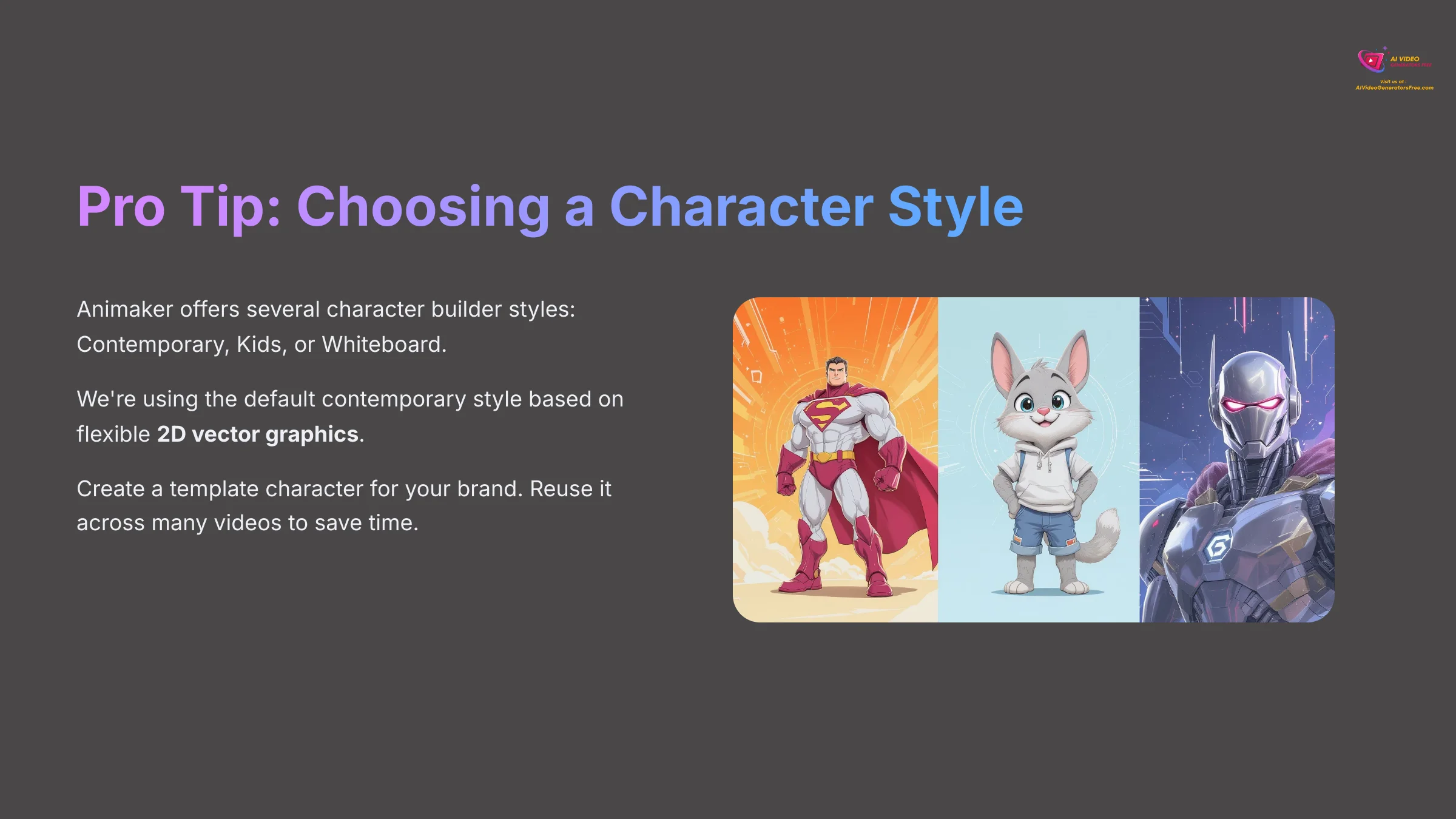 10_Pro-Tip-Choosing-a-Character-Style_AI-video-generators-free_aivideogeneratorsfree.com_