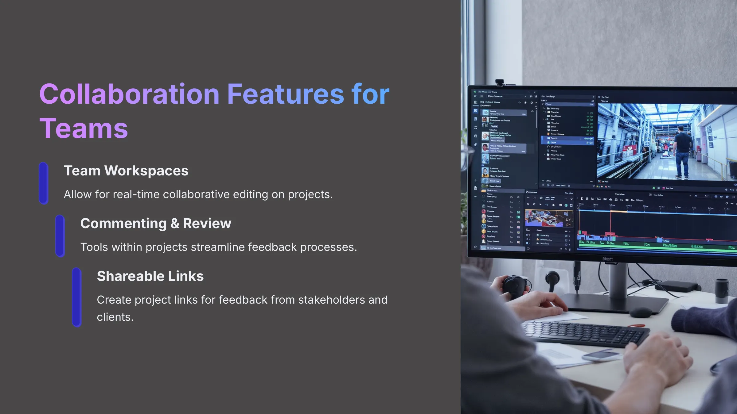 Collaboration features for teams in Veed.io