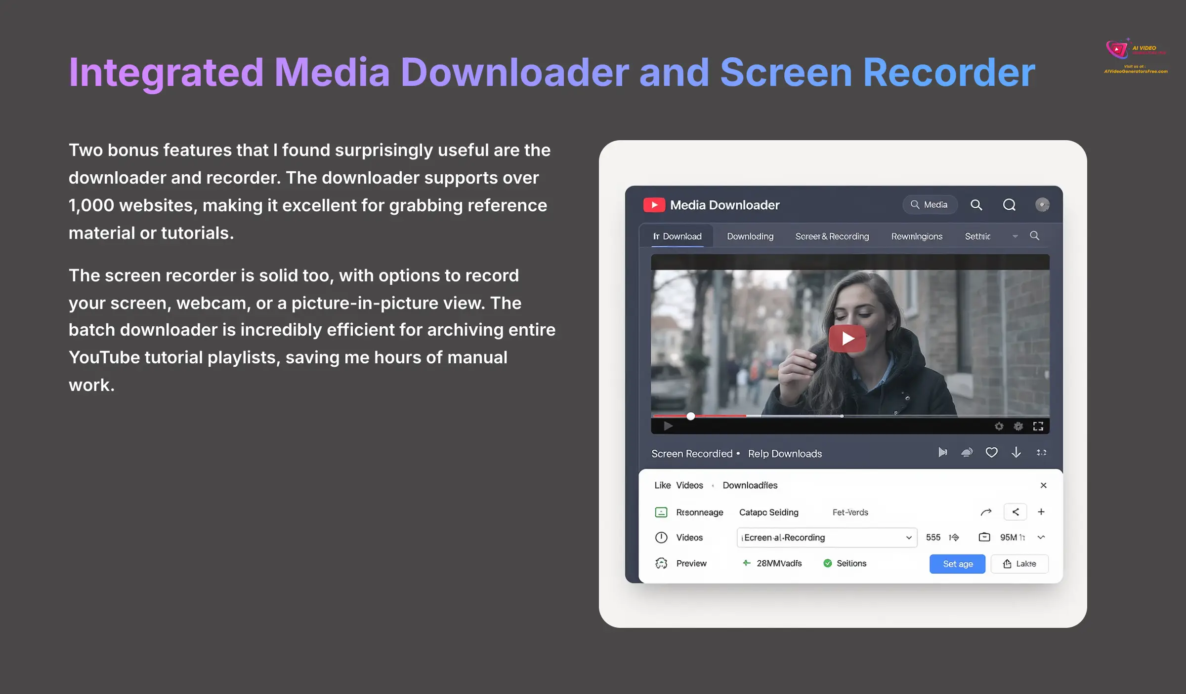 Integrated Media Downloader and Screen Recorder