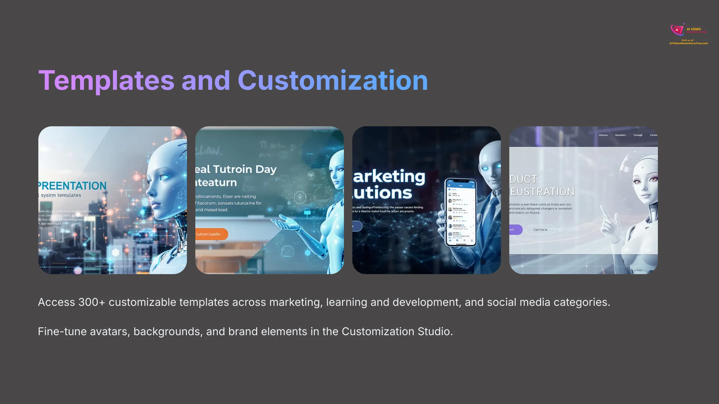 Overview of HeyGen's templates and scene customization options.
