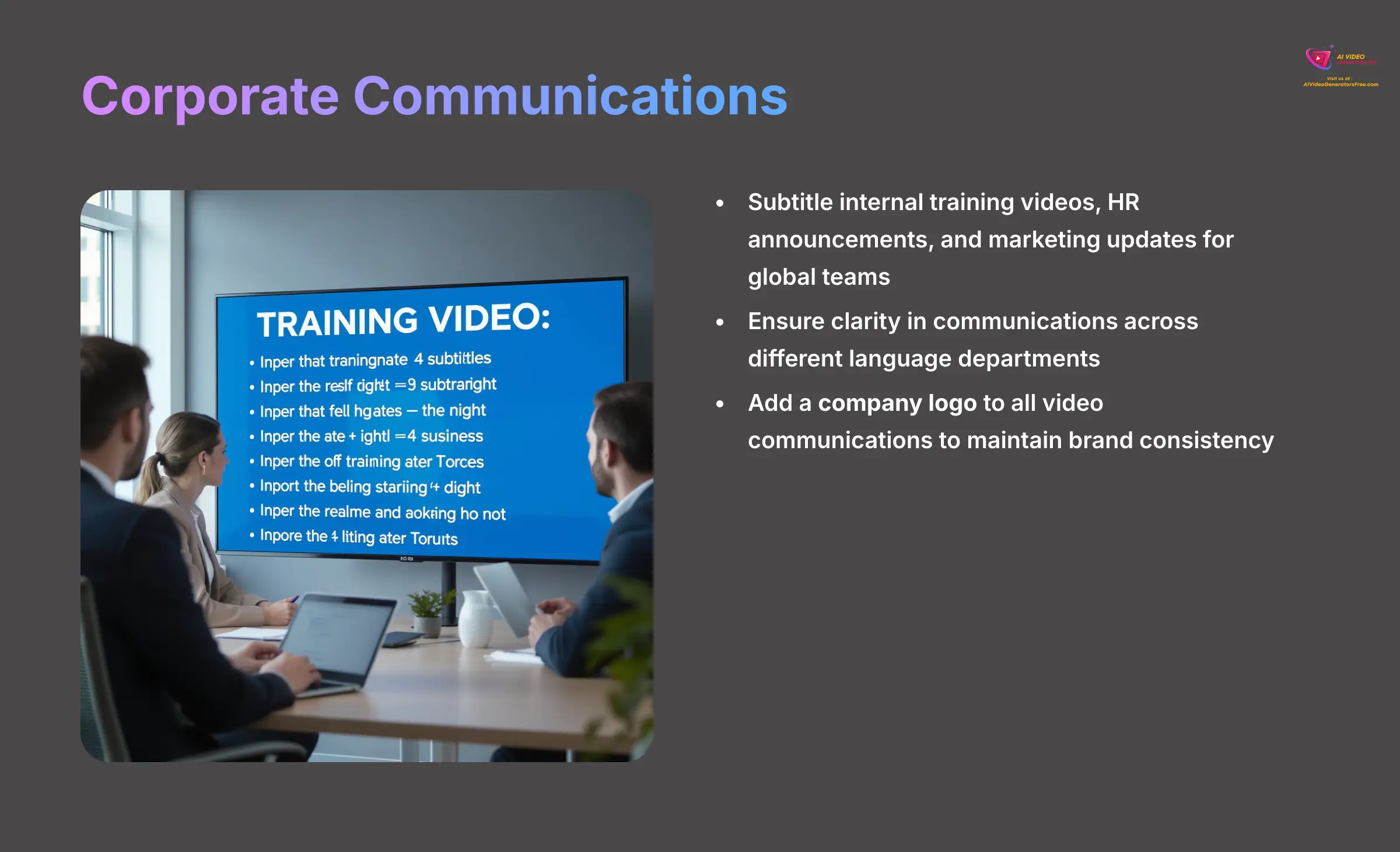 Corporate communications applications for SubtitleBee