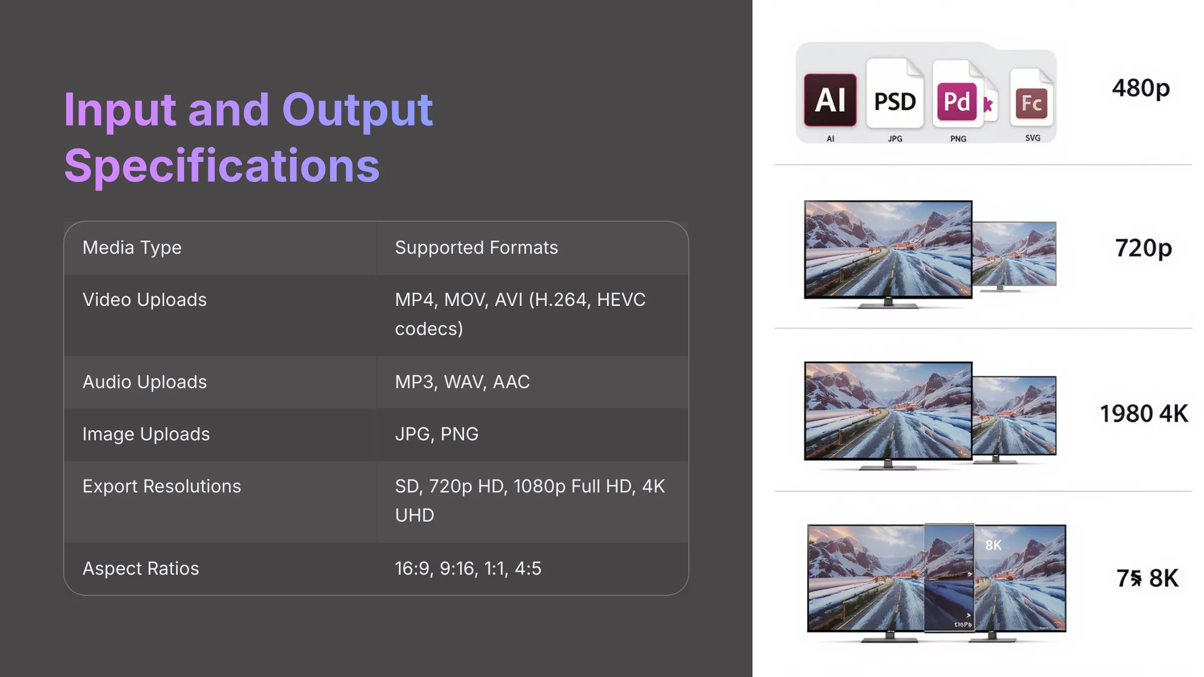 Input and Output Specifications for Vmaker AI
