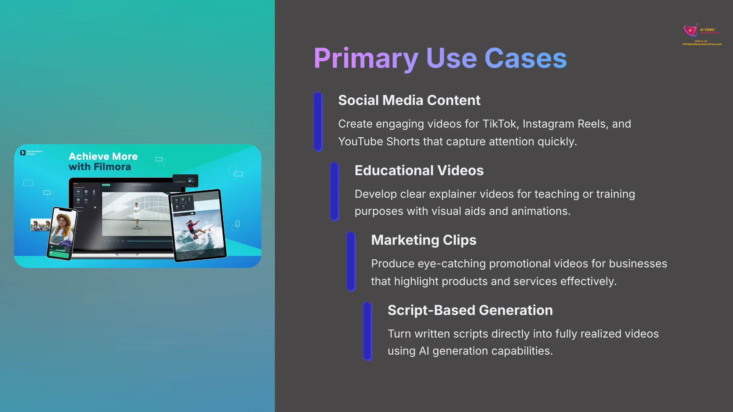Primary Use Cases for Filmora