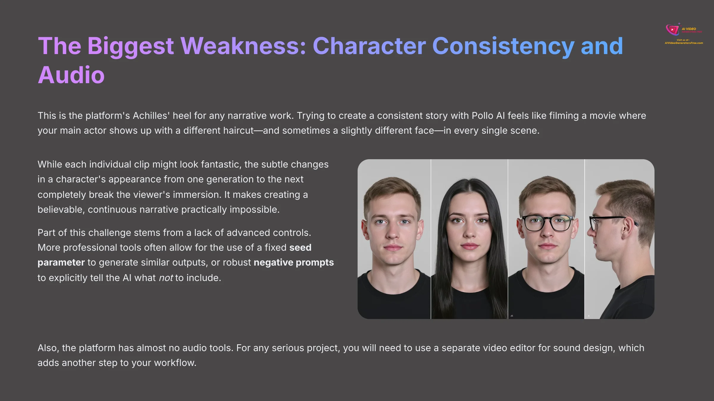 The Biggest Weakness Character Consistency and Audio