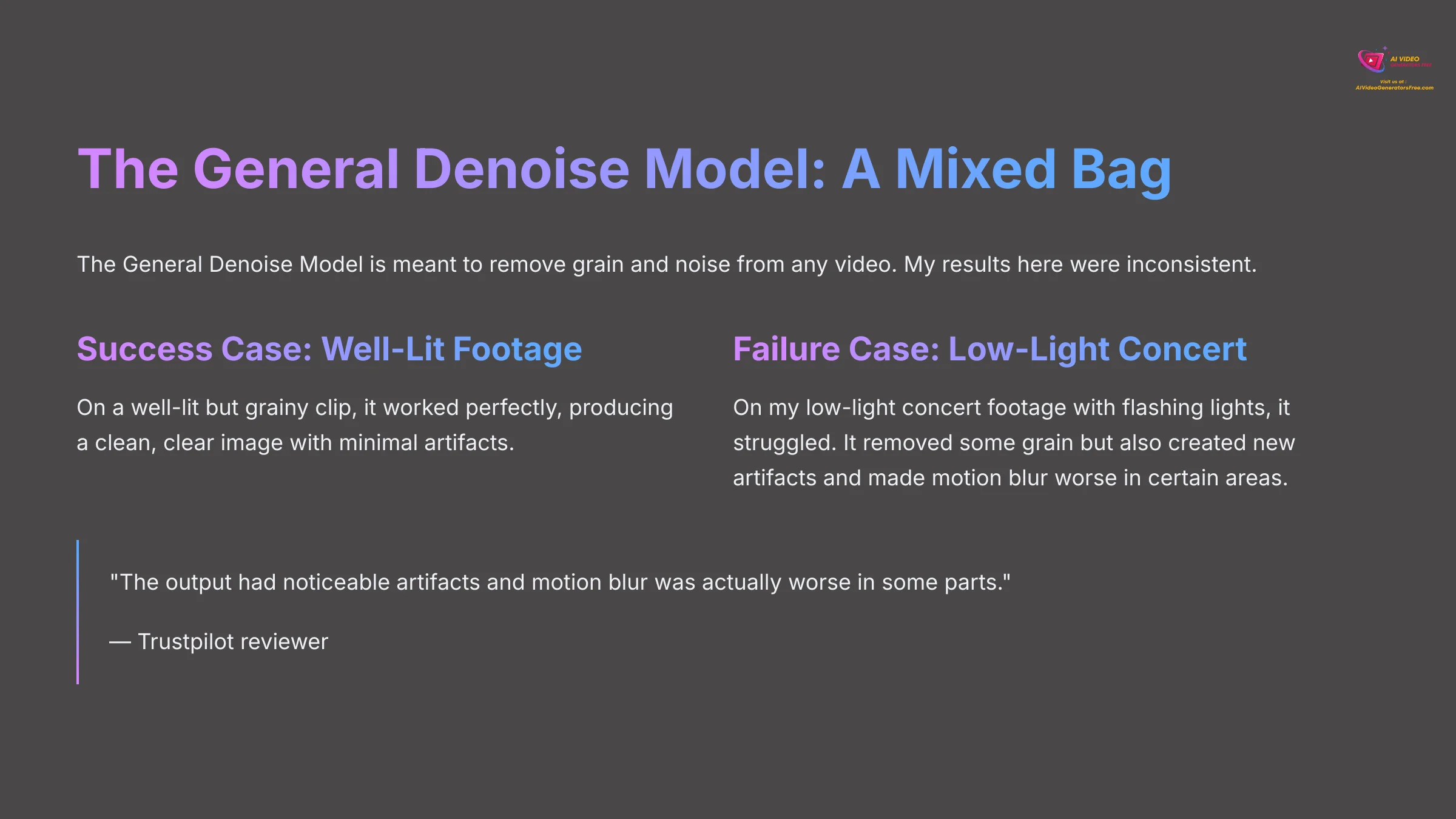 The General Denoise Model - A Mixed Bag