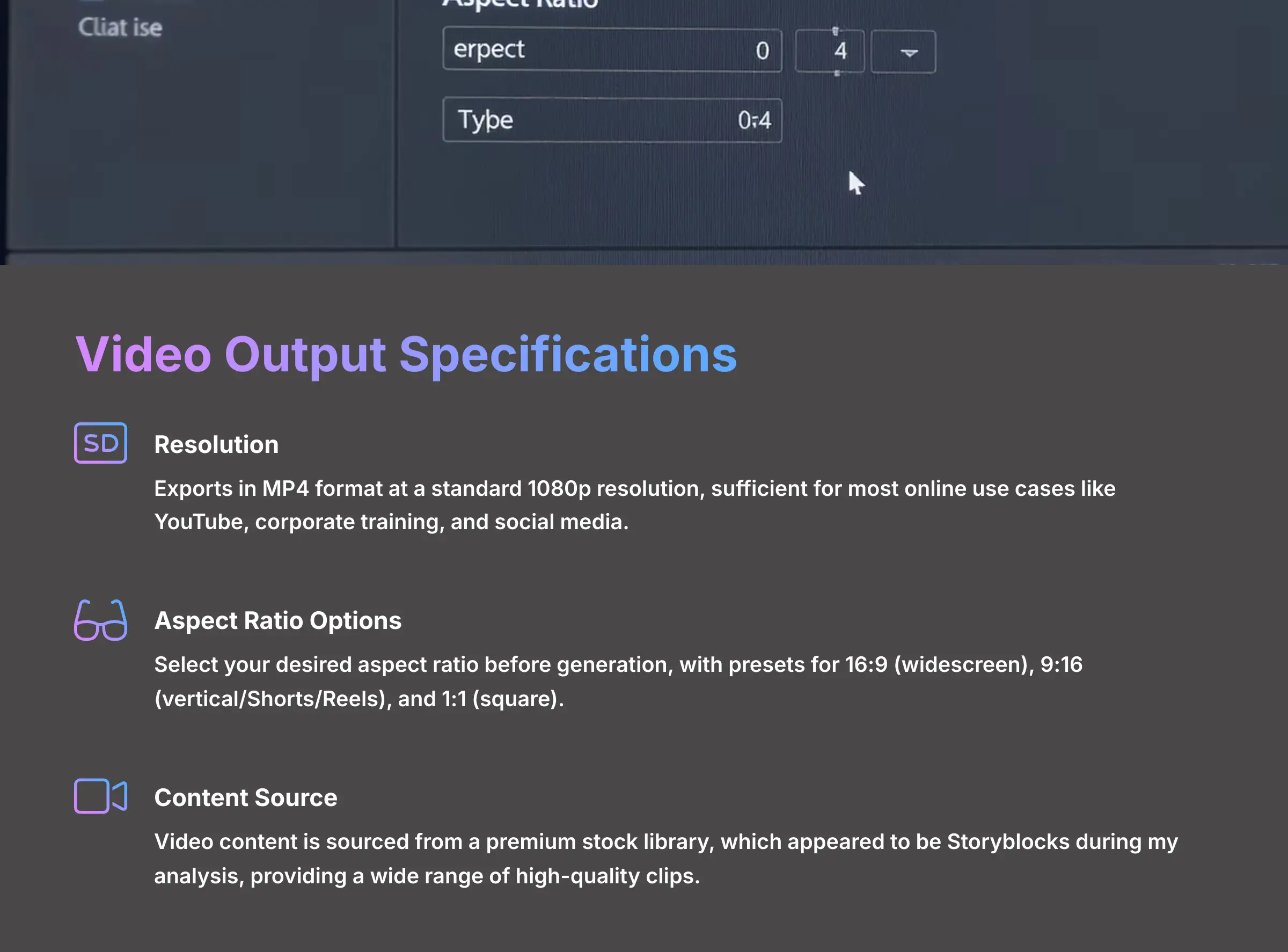 Video Output Specifications
