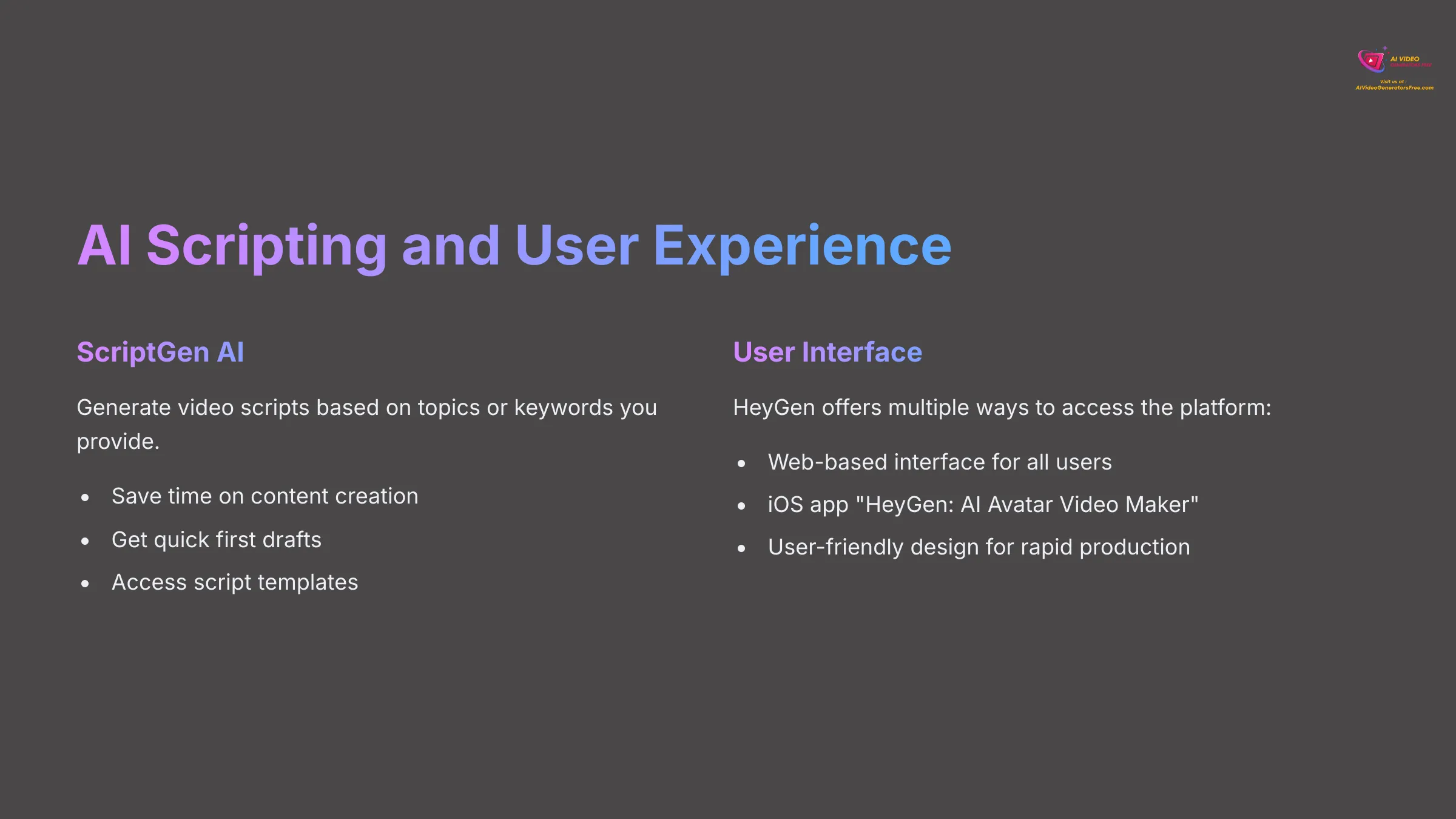AI scripting and user experience design in HeyGen.