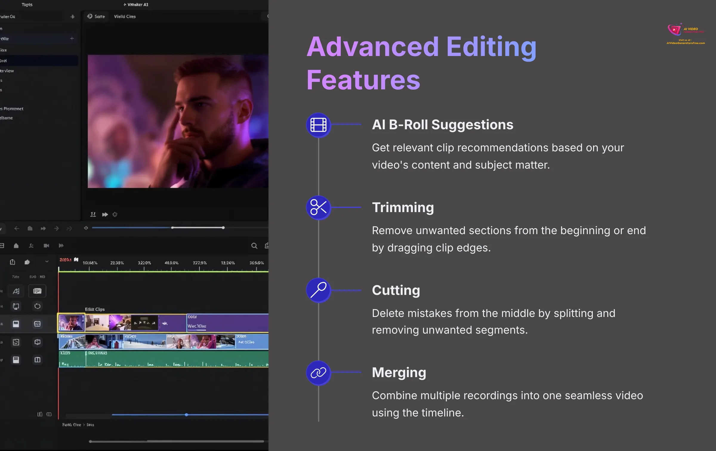 Advanced manual editing features in Vmaker AI