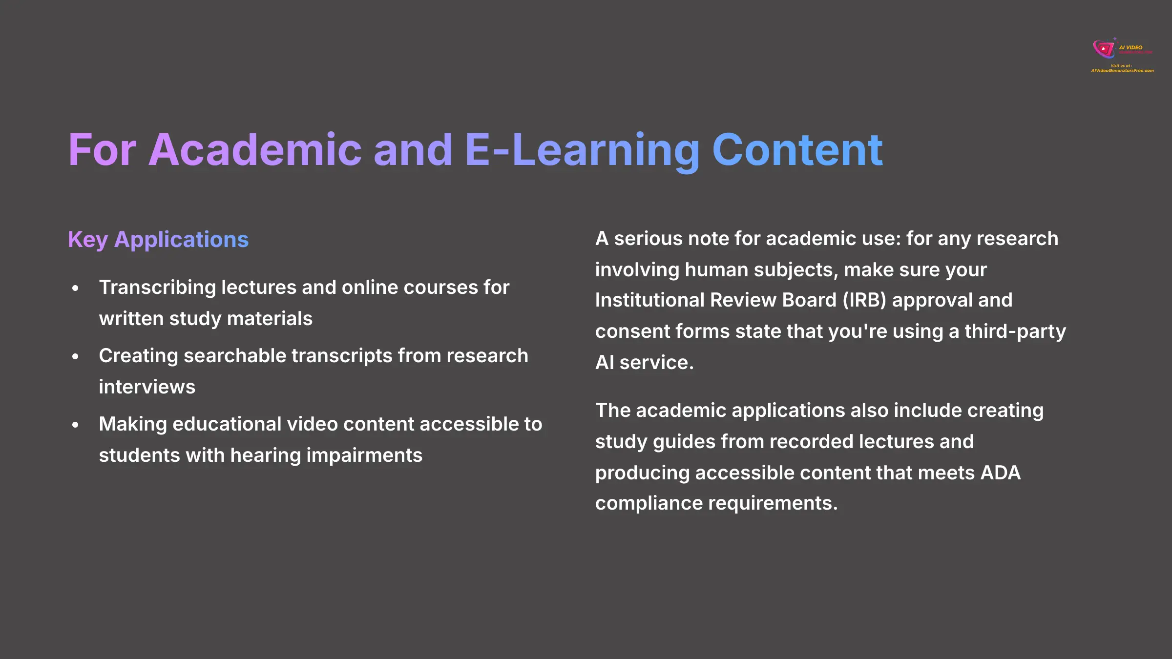 For Academic and E-Learning Content