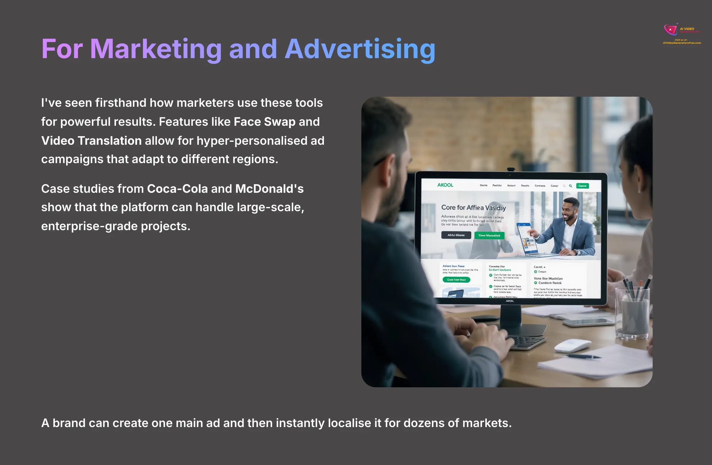 For Marketing and Advertising