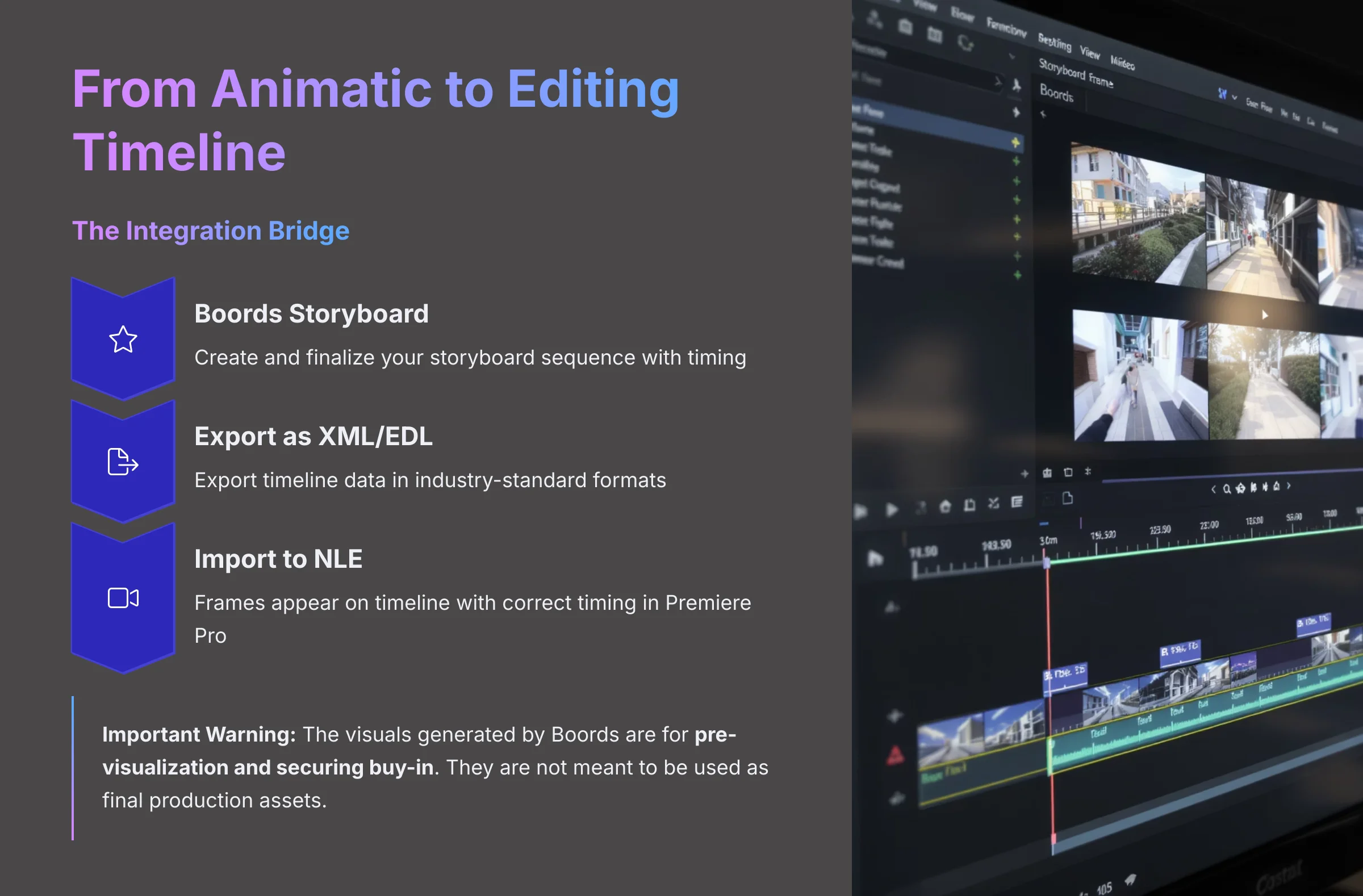 From Animatic to Editing Timeline Integration