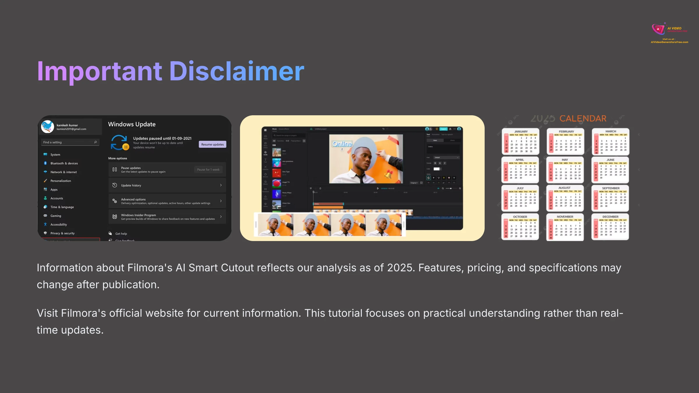 Important disclaimer notice