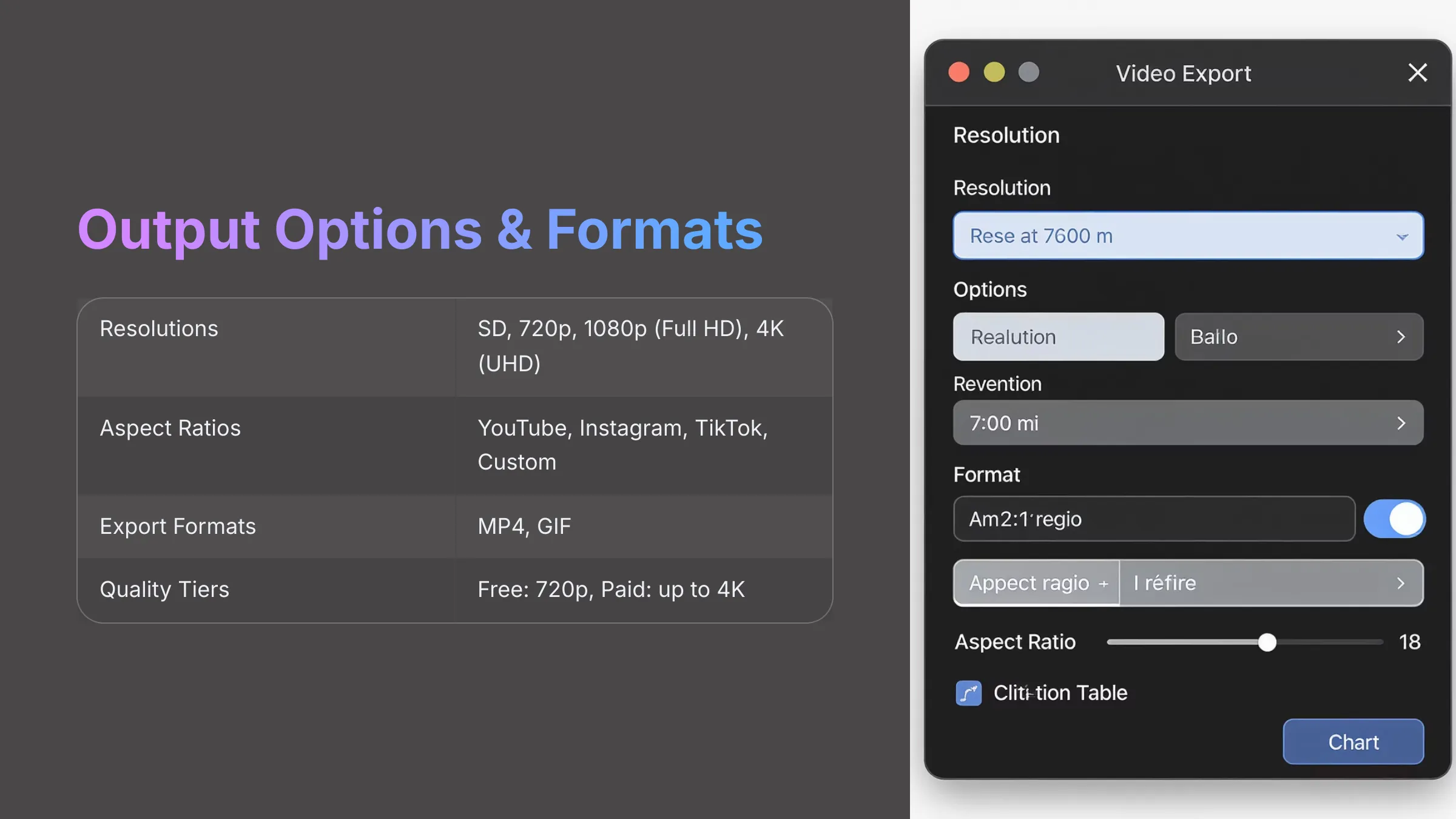 Output options and formats supported by Veed.io