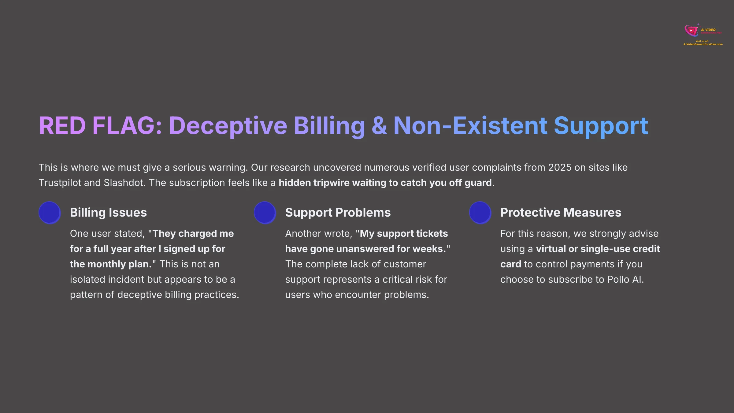 RED FLAG Deceptive Billing and Non Existent Support