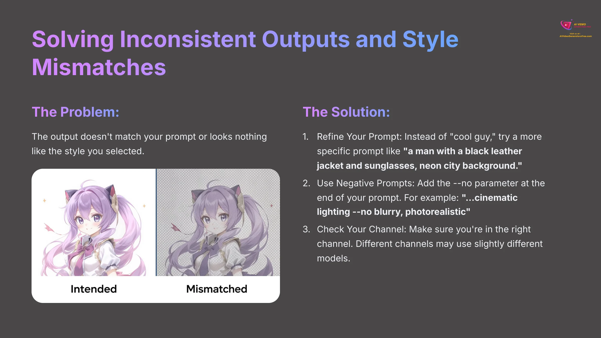 13_Solving-Inconsistent-Outputs-and-Style-Mismatches_AI-video-generators-free_aivideogeneratorsfree.com_