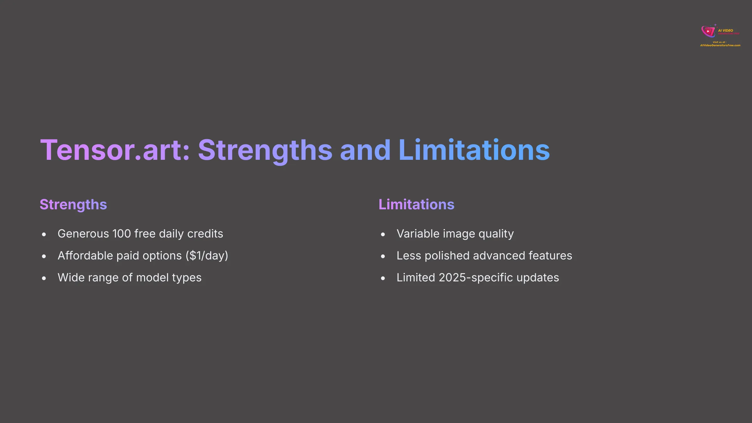 Tensor.art Strengths and Limitations Analysis