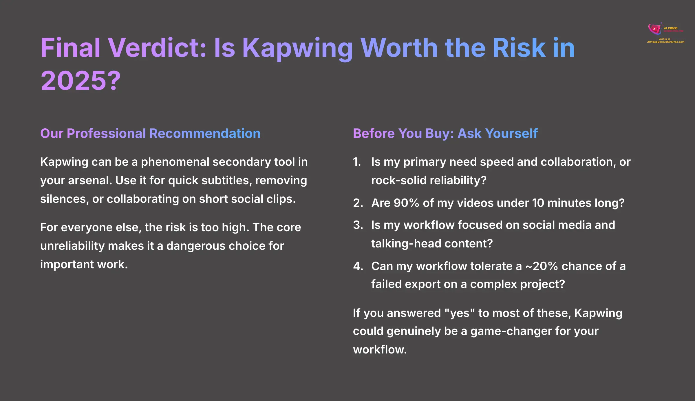 Final Verdict: Is Kapwing Worth the Risk in 2025?