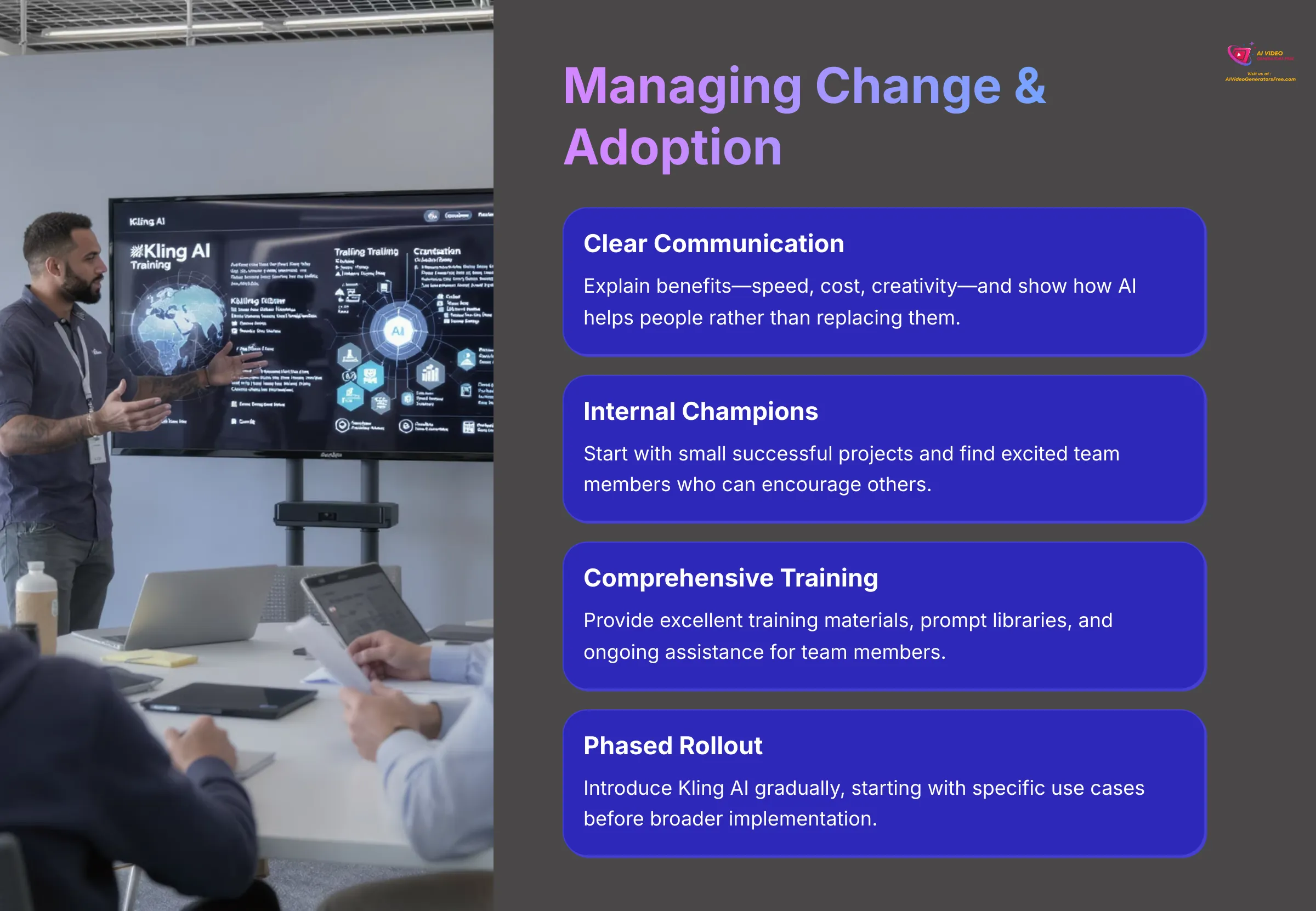 Managing Change and Adoption for AI video generators