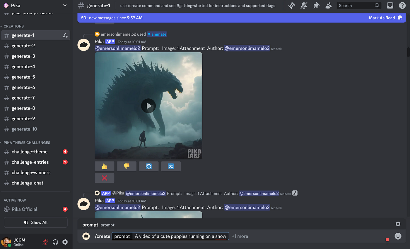 Pika AI Interface and Features