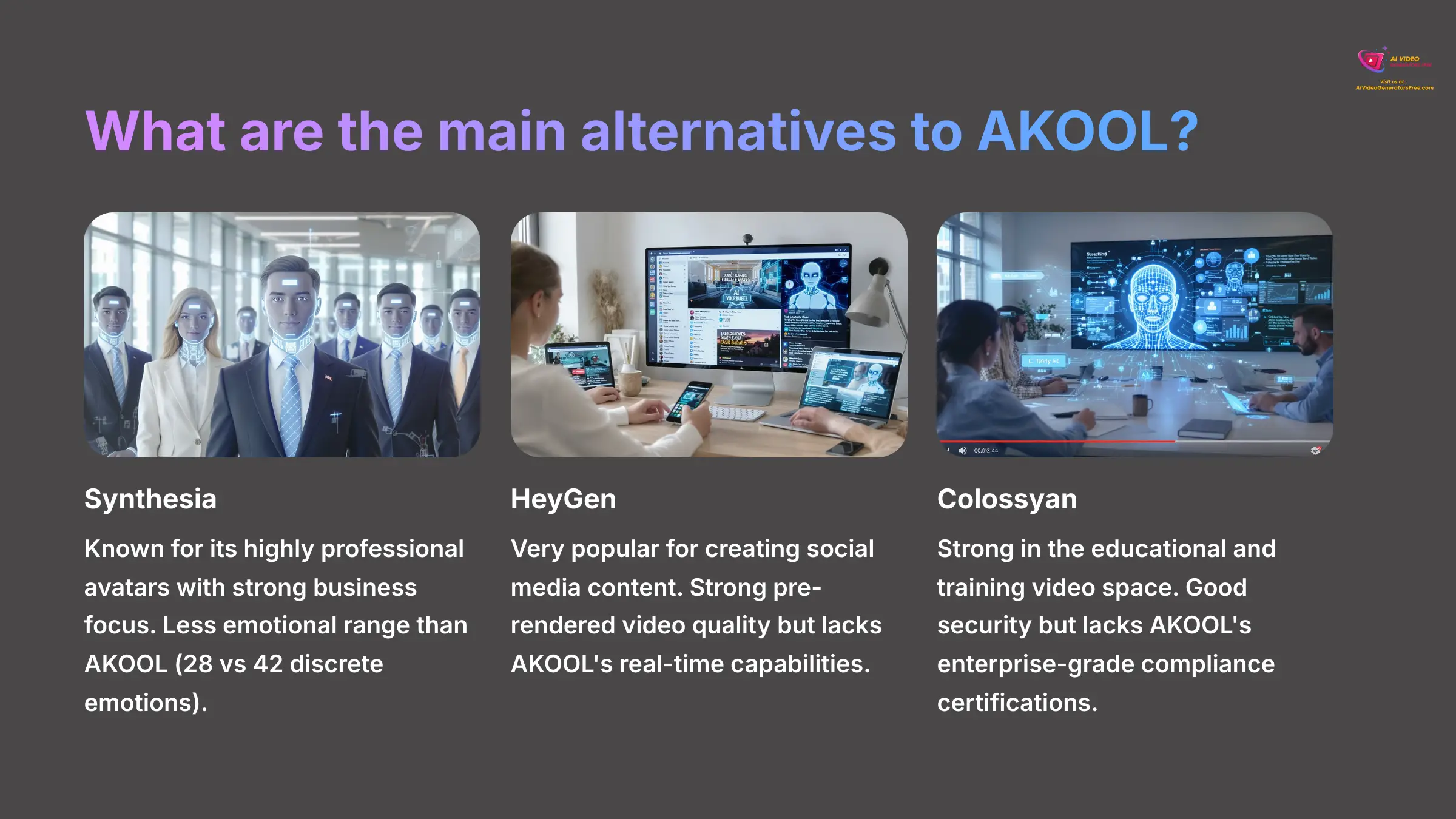 What are the main alternatives to AKOOL