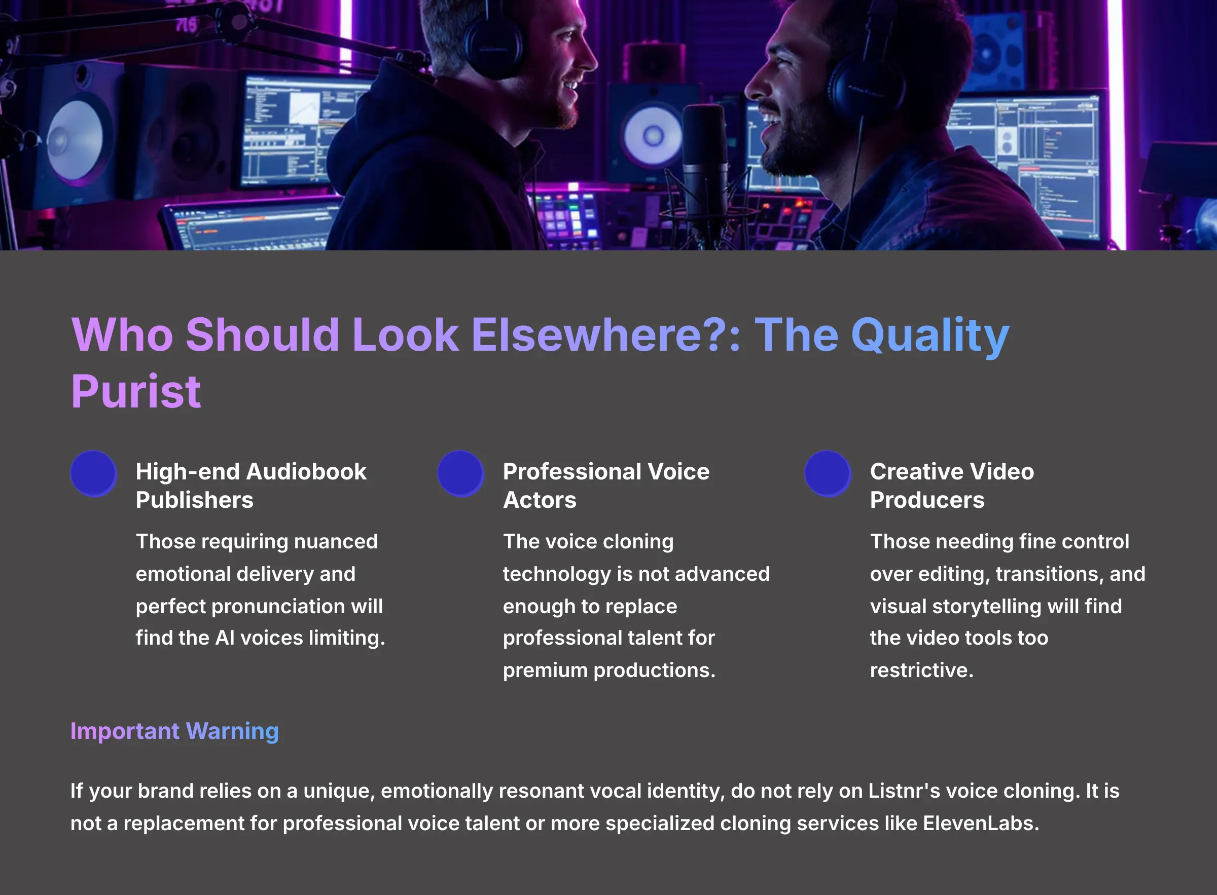 Who Should Look Elsewhere - The Quality Purist