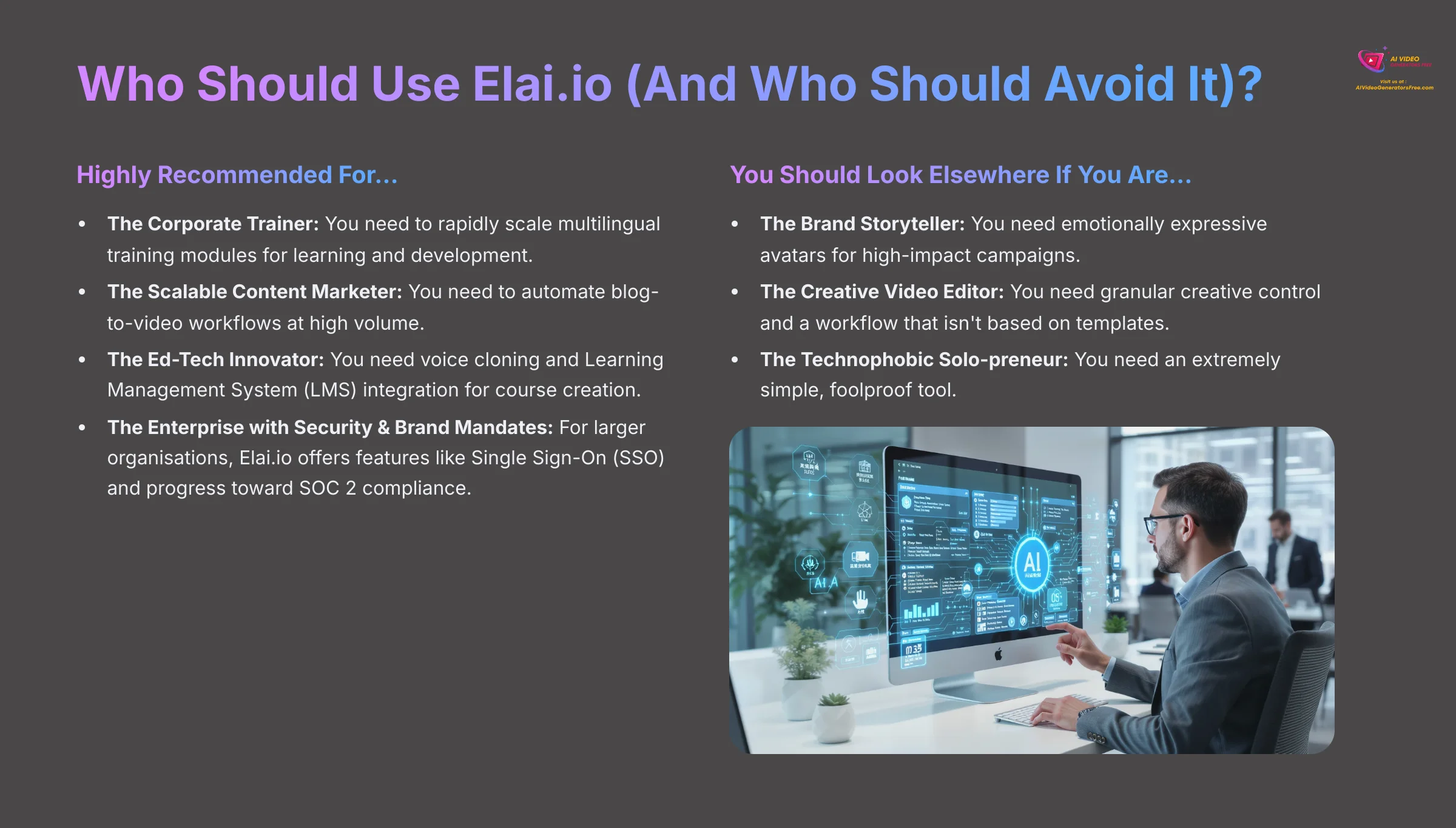 Who Should Use Elai.io And Who Should Avoid It