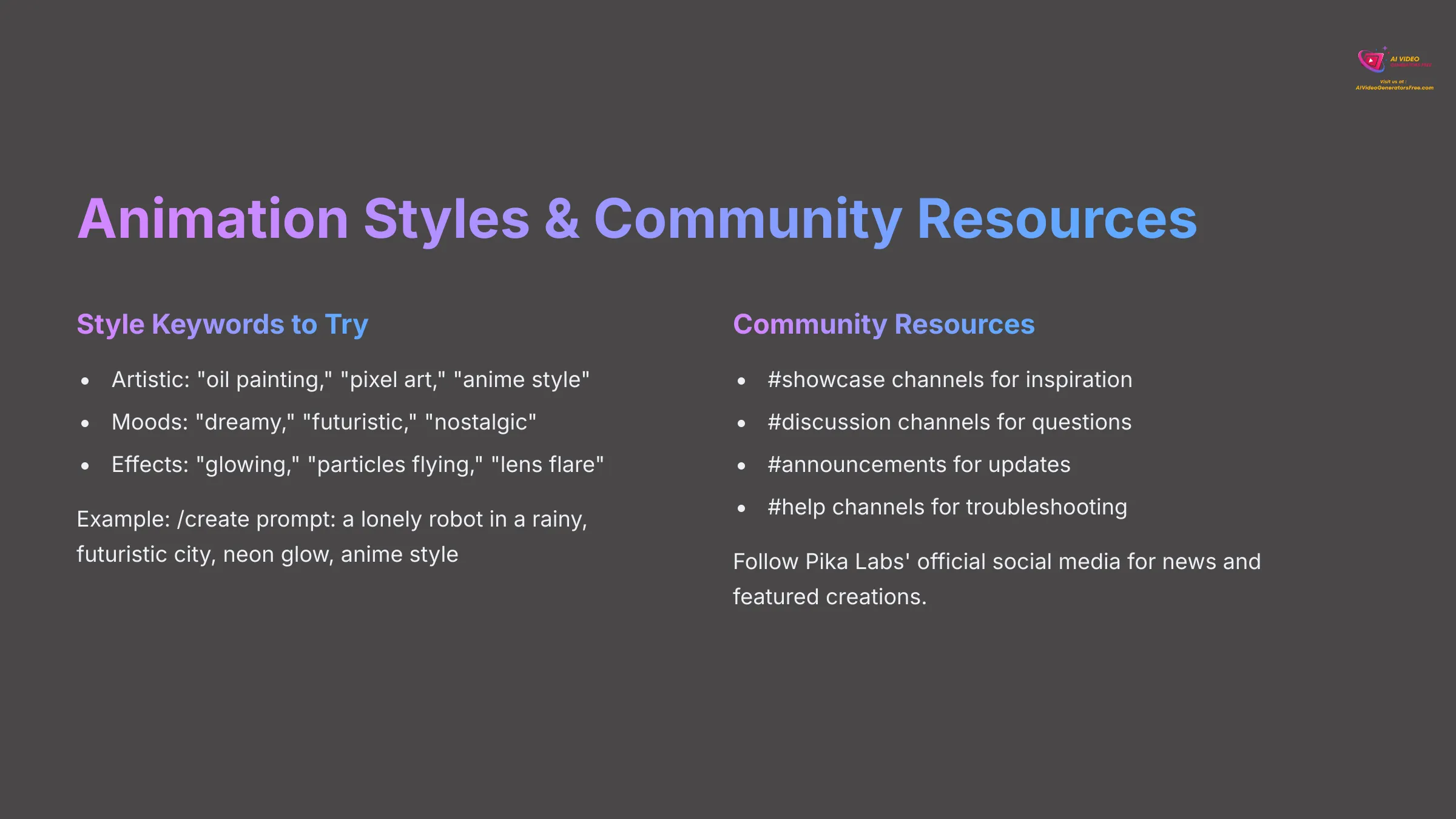 Animation Styles and Community Resources