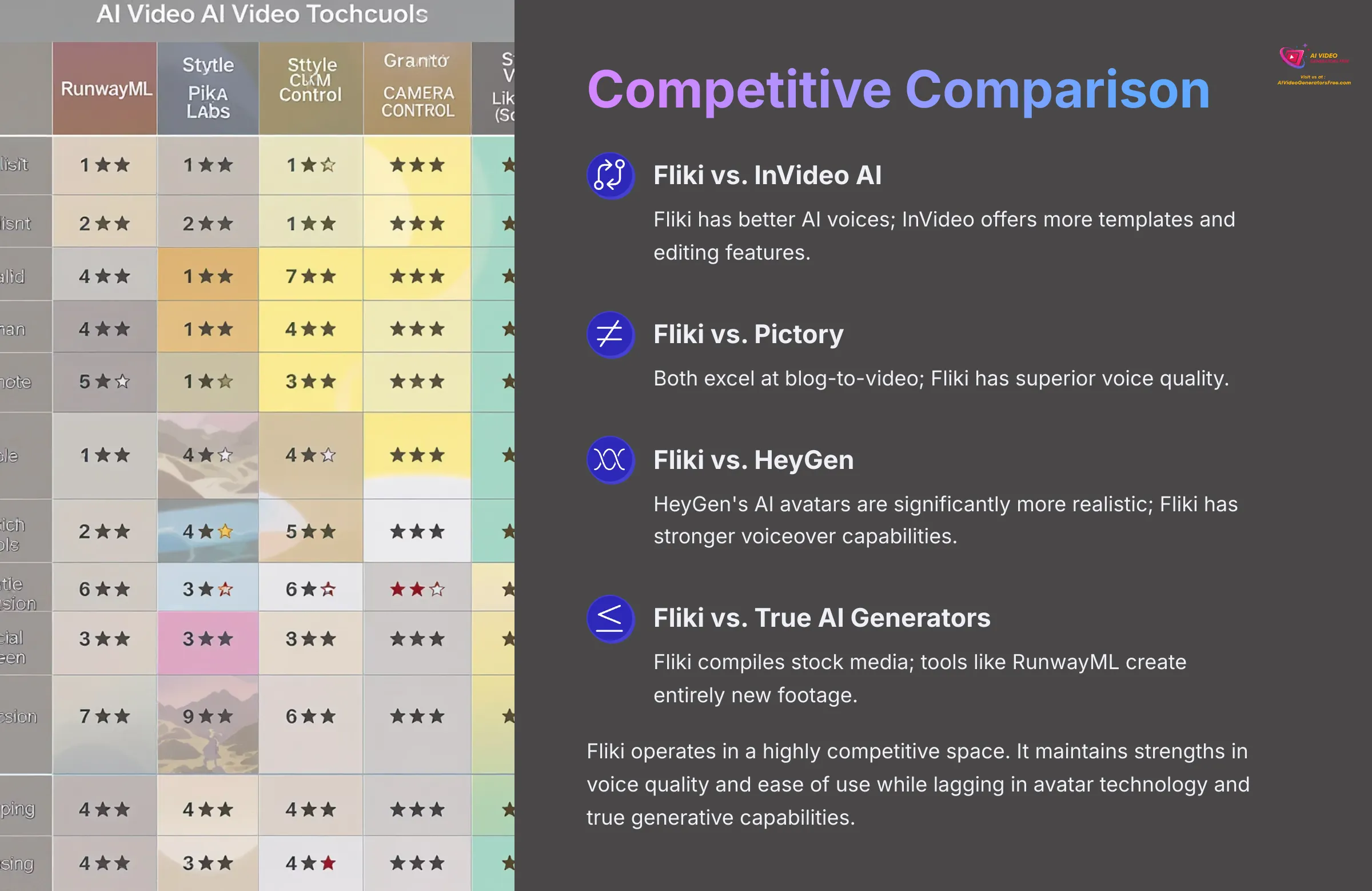 Fliki Competitive Comparison 2025