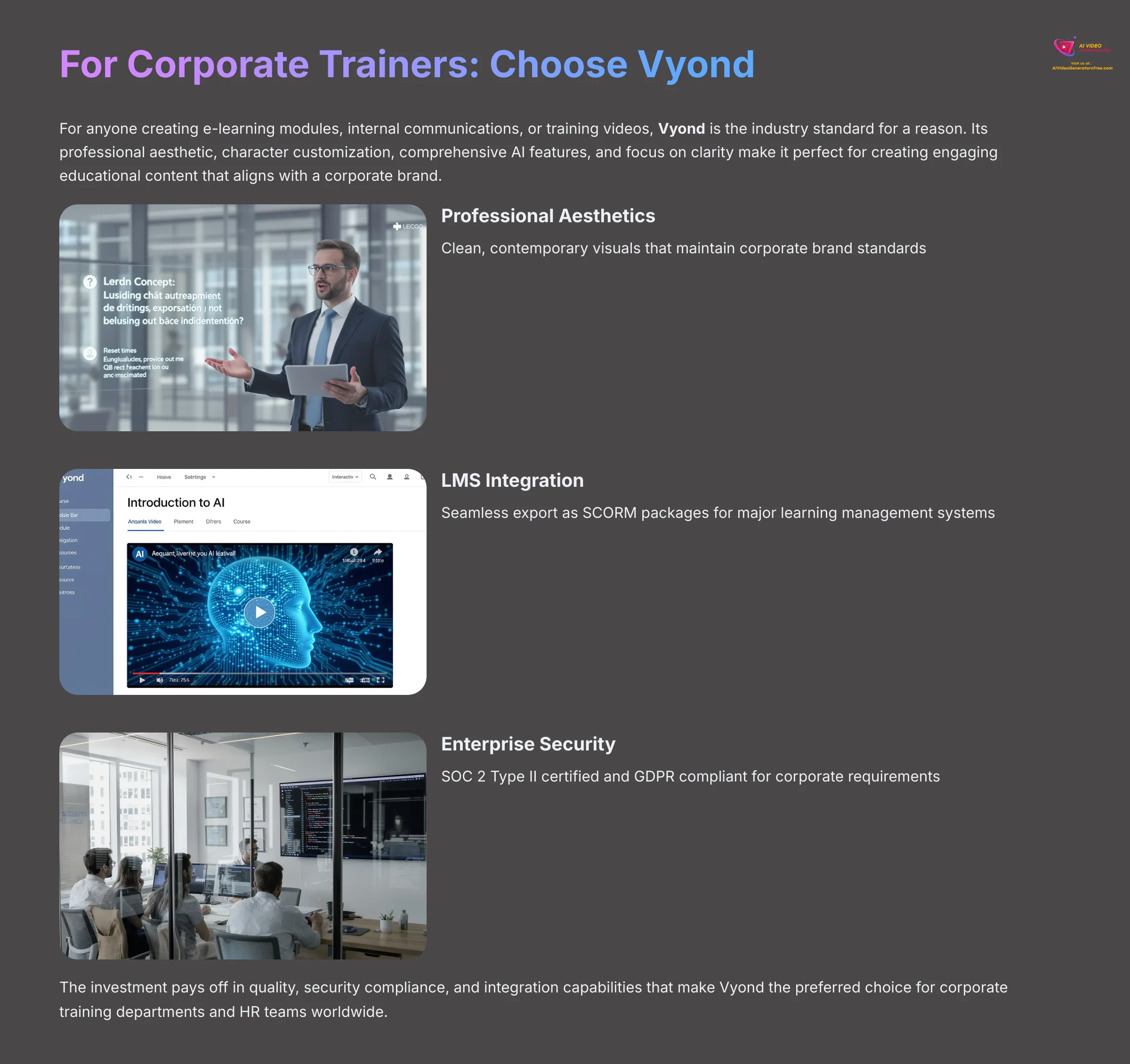 For Corporate Trainers Choose Vyond