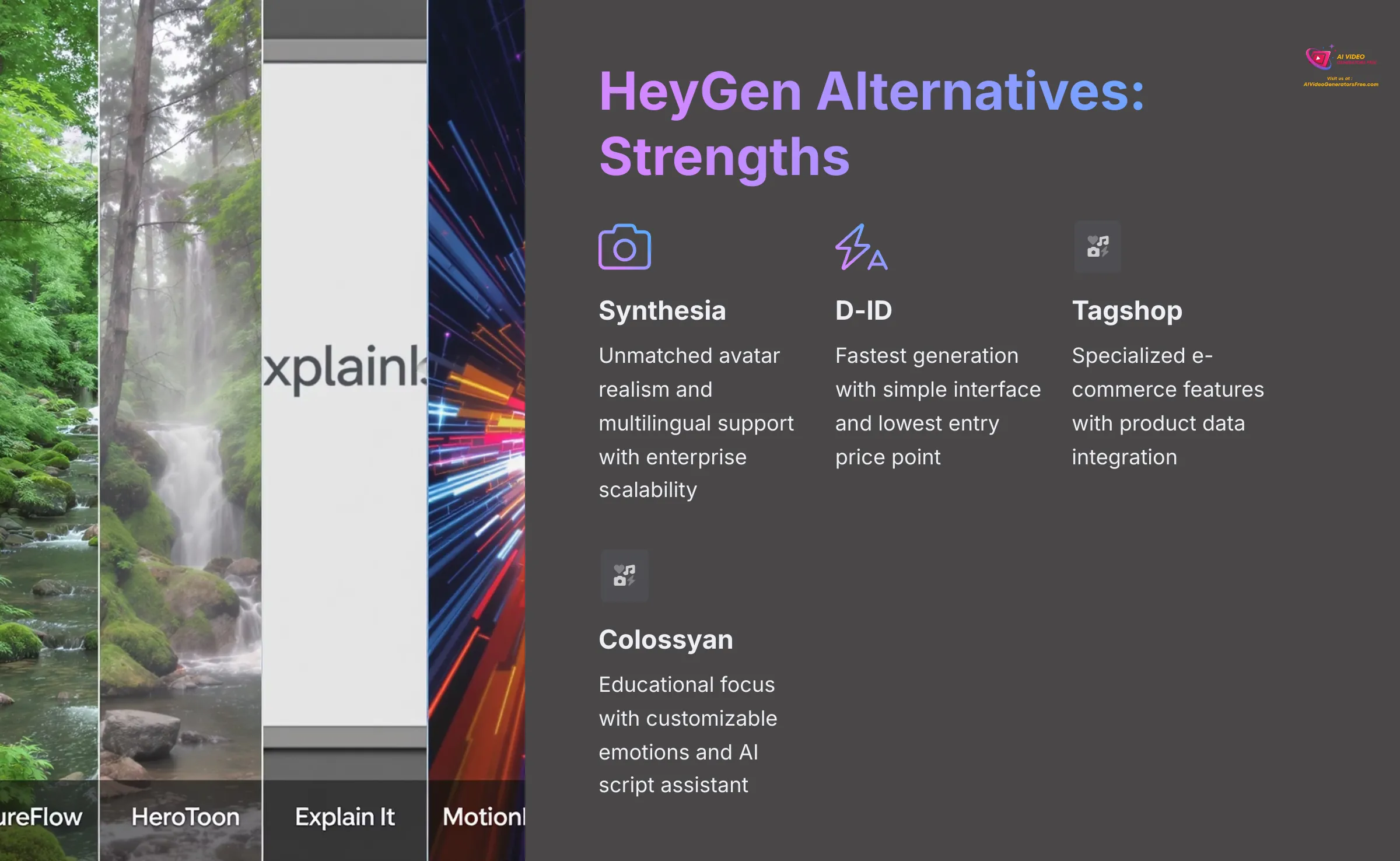 HeyGen Alternatives Strengths