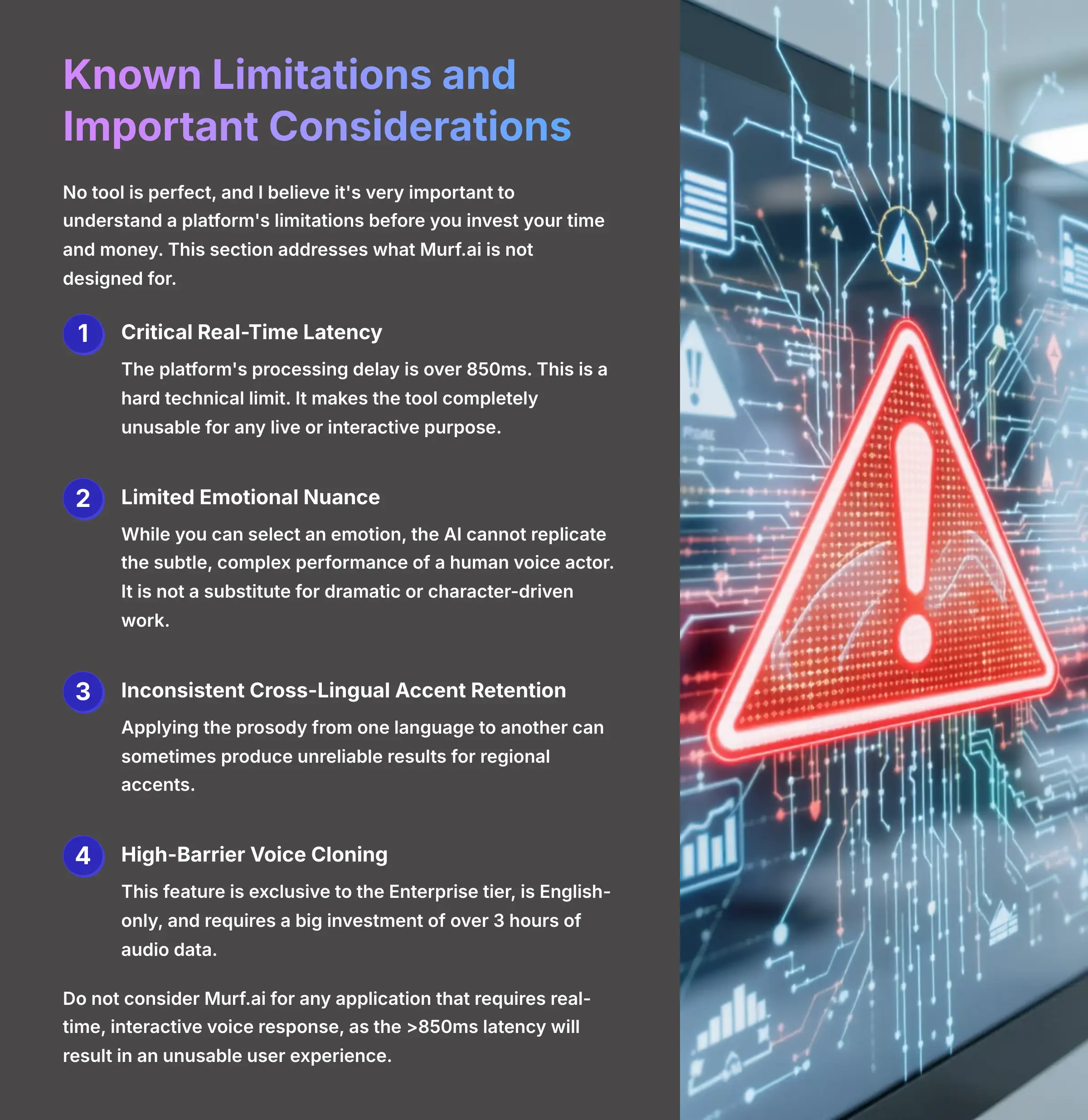 Known Limitations and Important Considerations