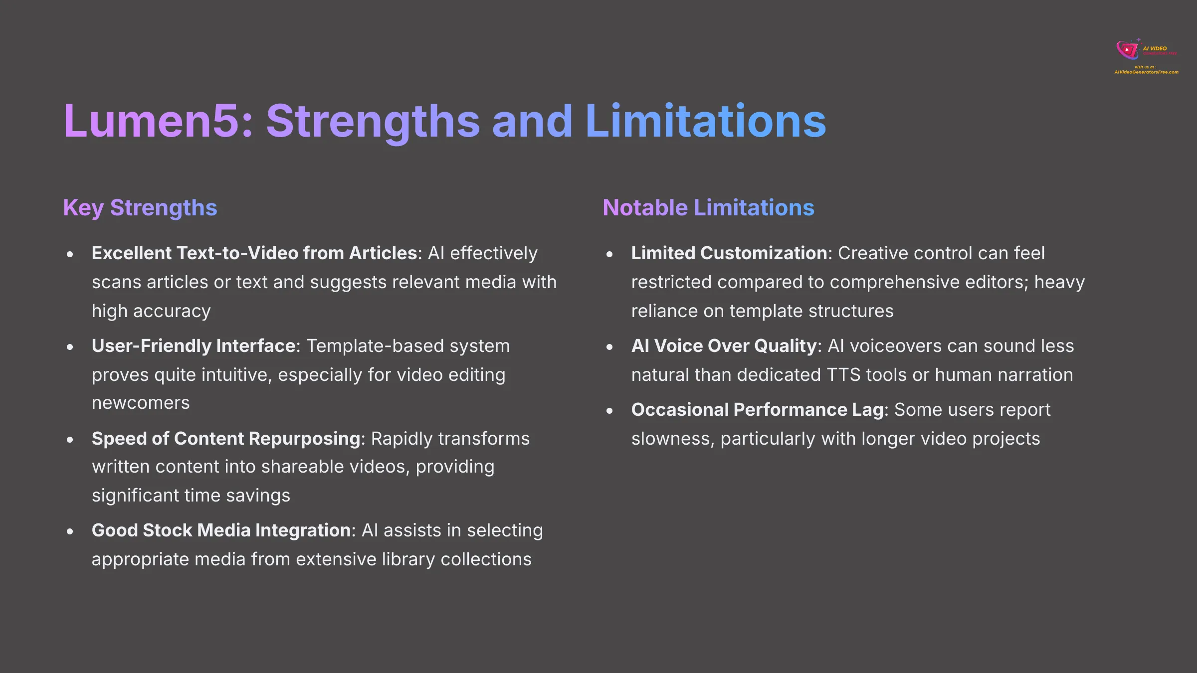 Lumen5 Strengths and Limitations