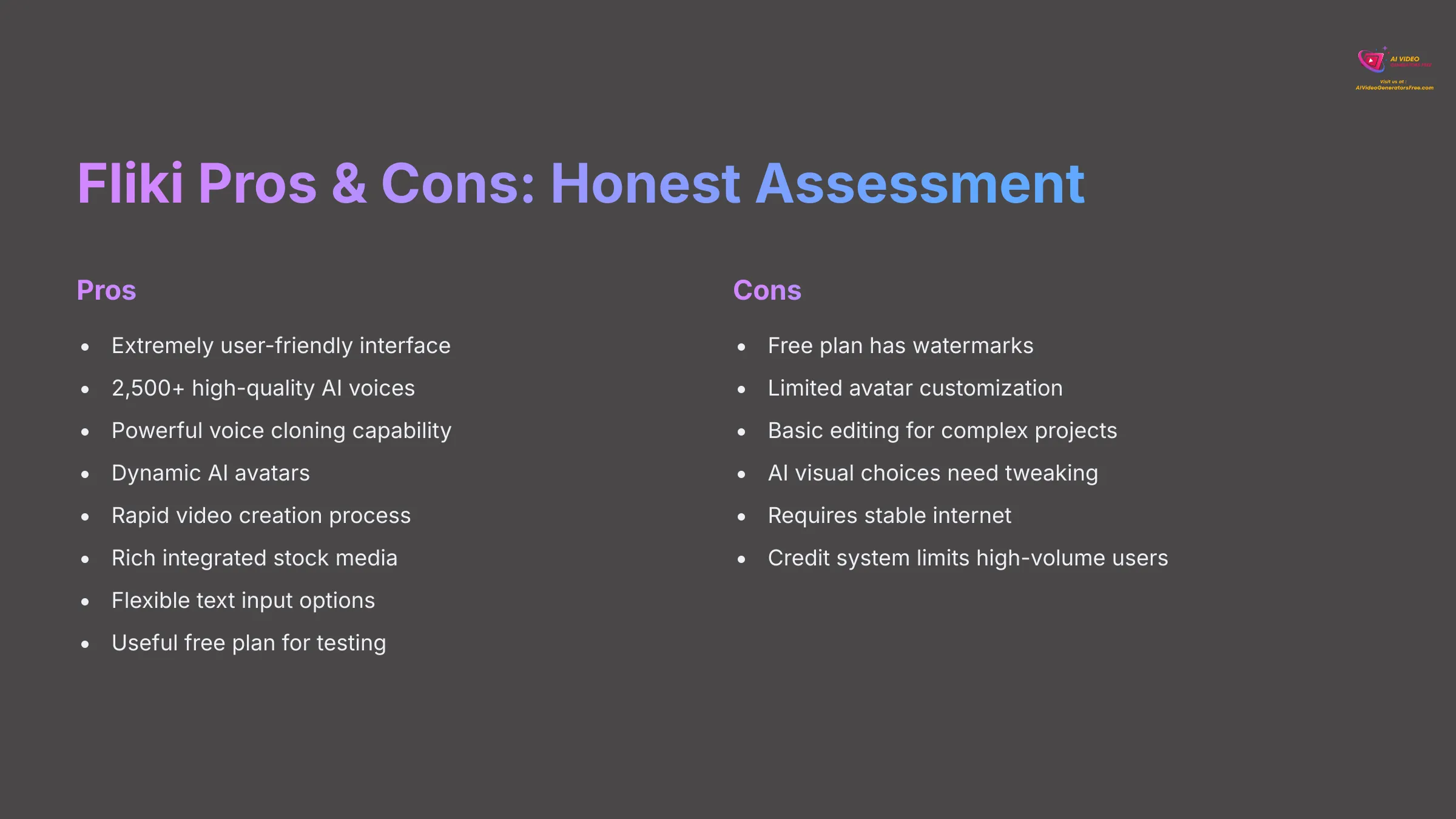 18_Fliki-Pros-and-Cons-Honest-Assessment_AI-video-generators-free_aivideogeneratorsfree.com_