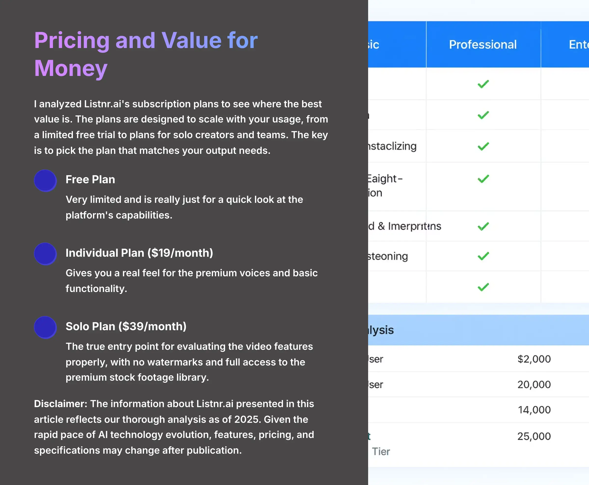 Pricing and Value for Money