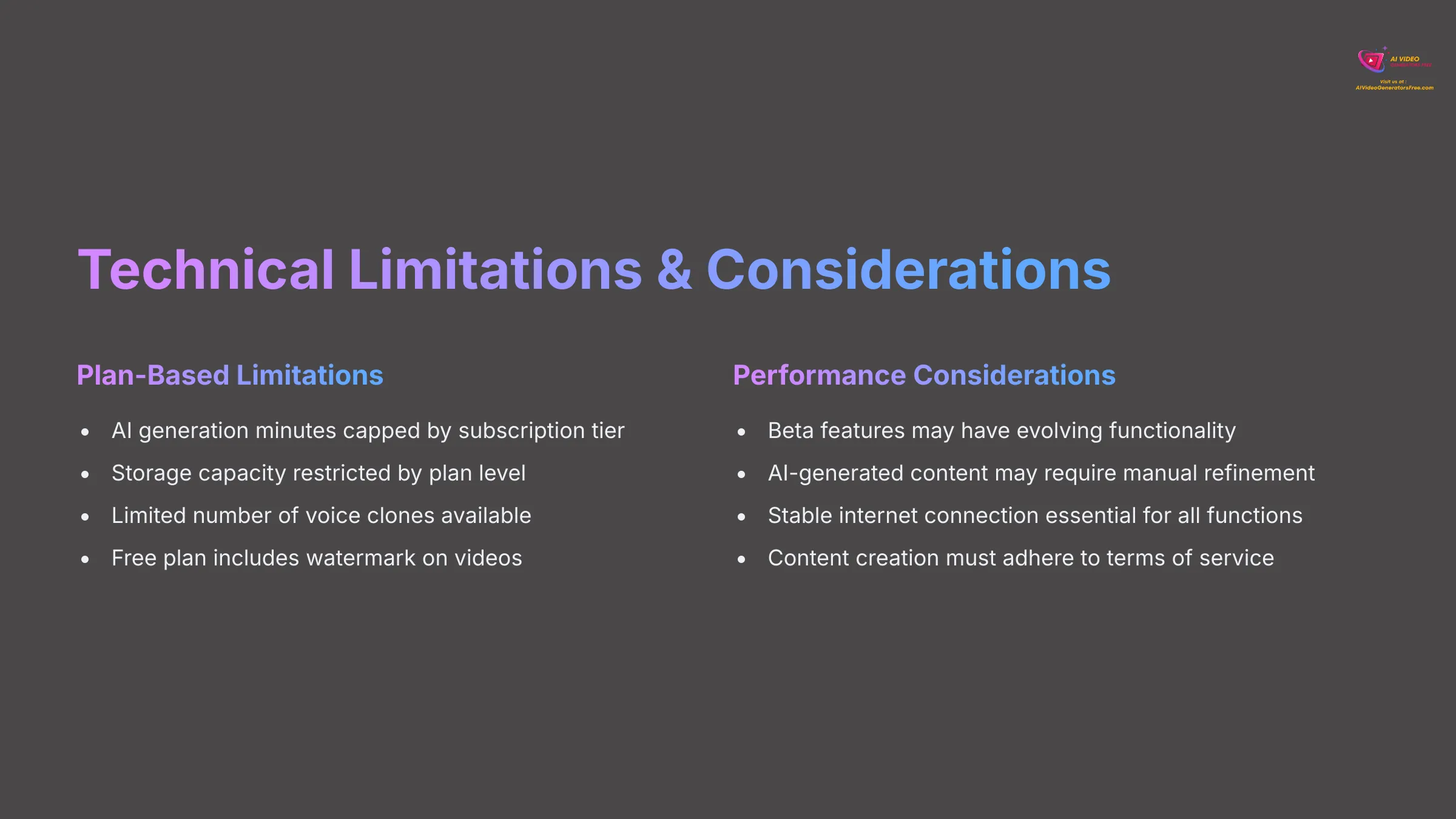 Technical Limitations and Considerations