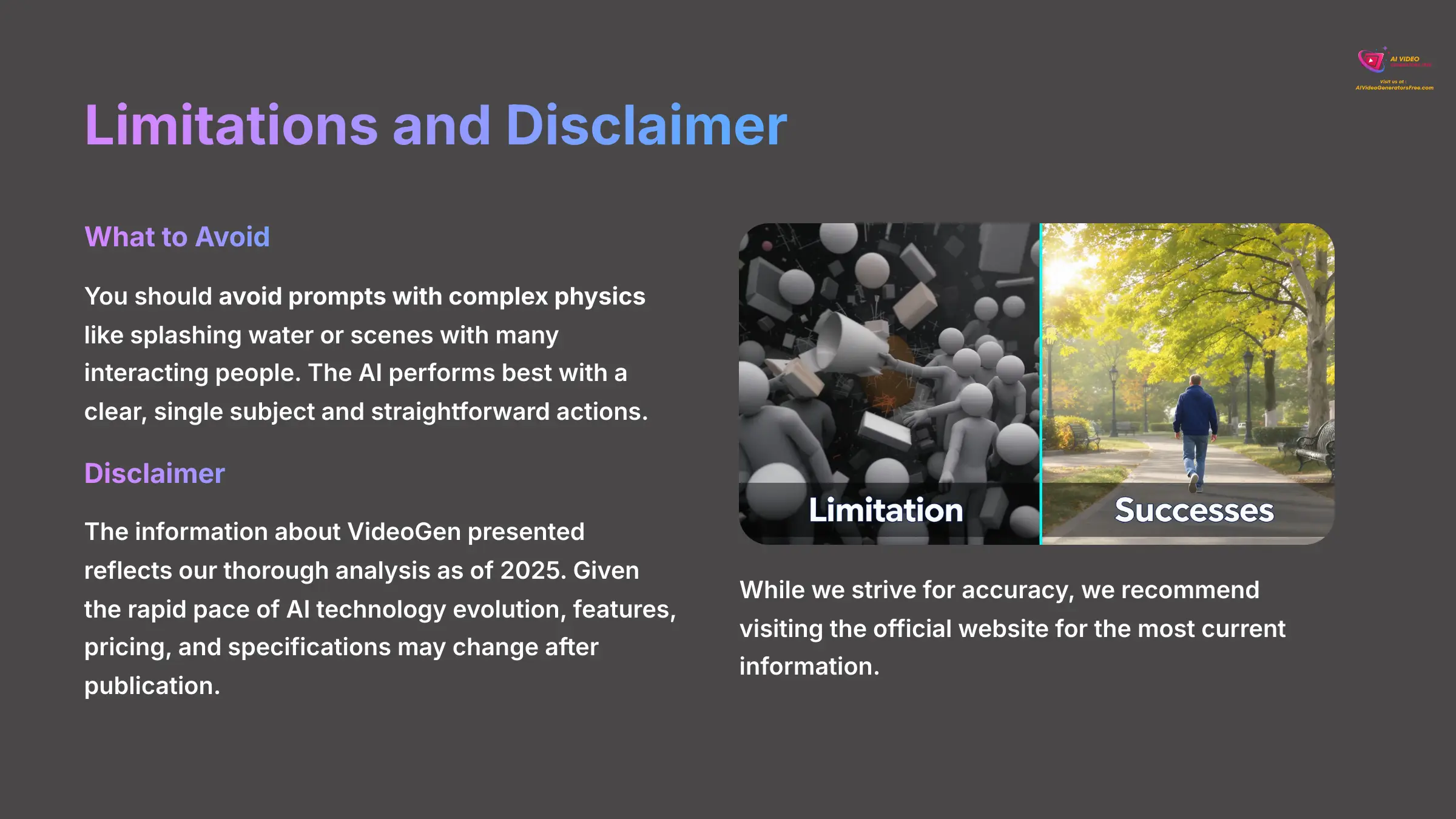 Limitations and Disclaimer