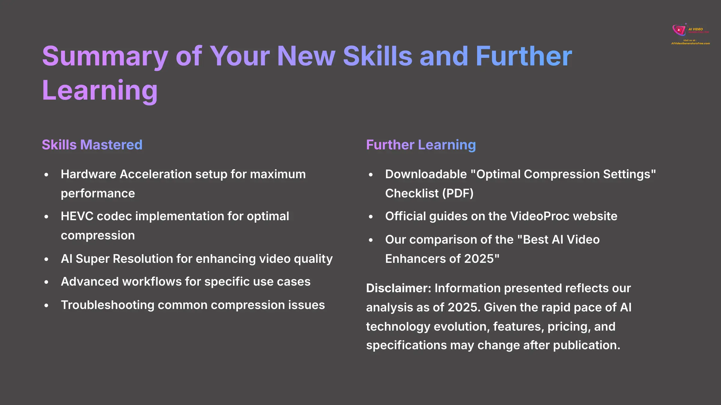 19_Summary-of-Your-New-Skills-and-Further-Learning_AI-video-generators-free_aivideogeneratorsfree.com_