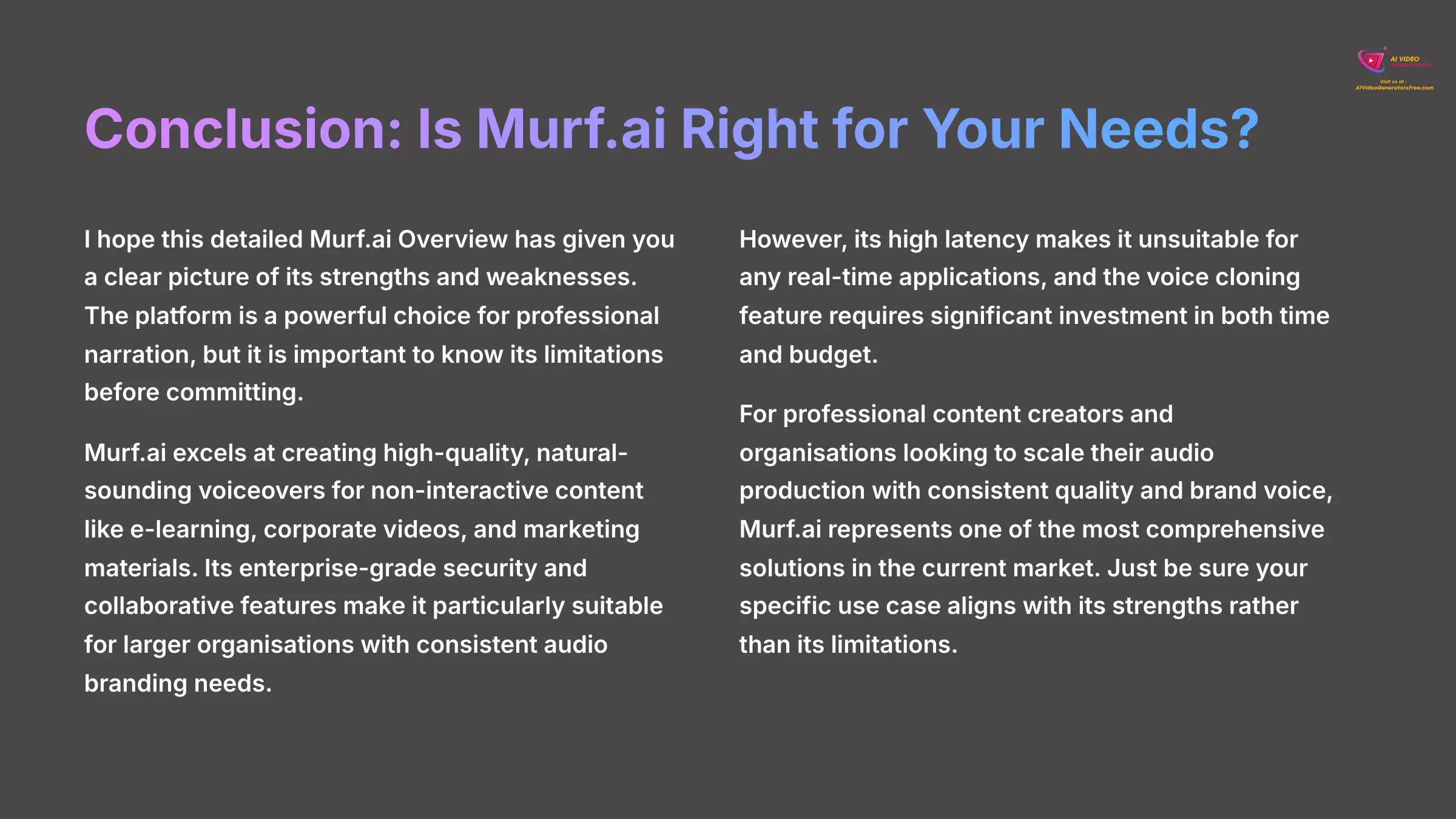 Conclusion: Is Murf.ai Right for Your Needs?