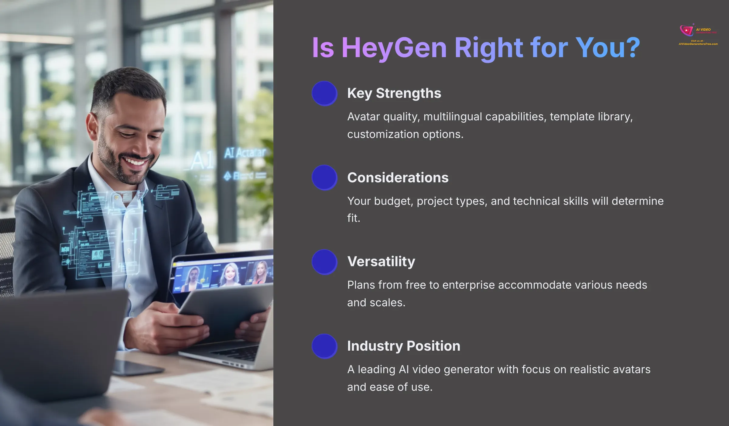 A concluding image asking if HeyGen is the right tool for the user.