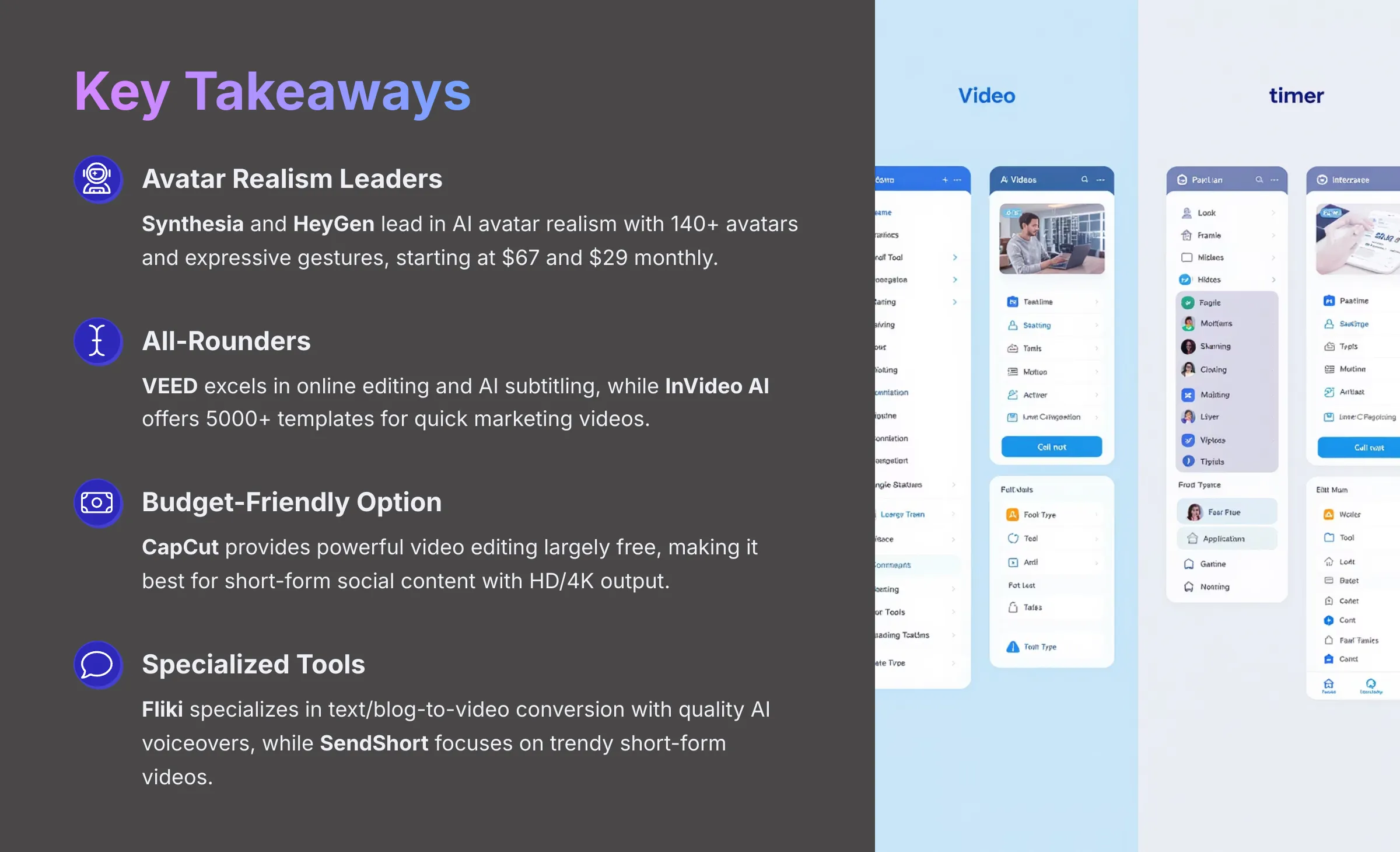 Key Takeaways AI Video Generators Free