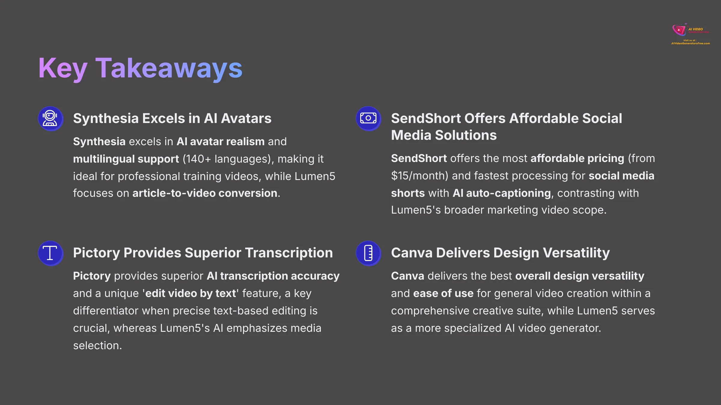 Key Takeaways AI video generators free