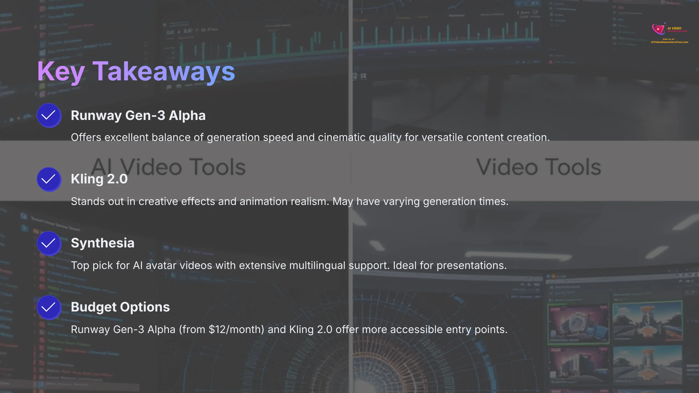 Key Takeaways AI Video Generators Free