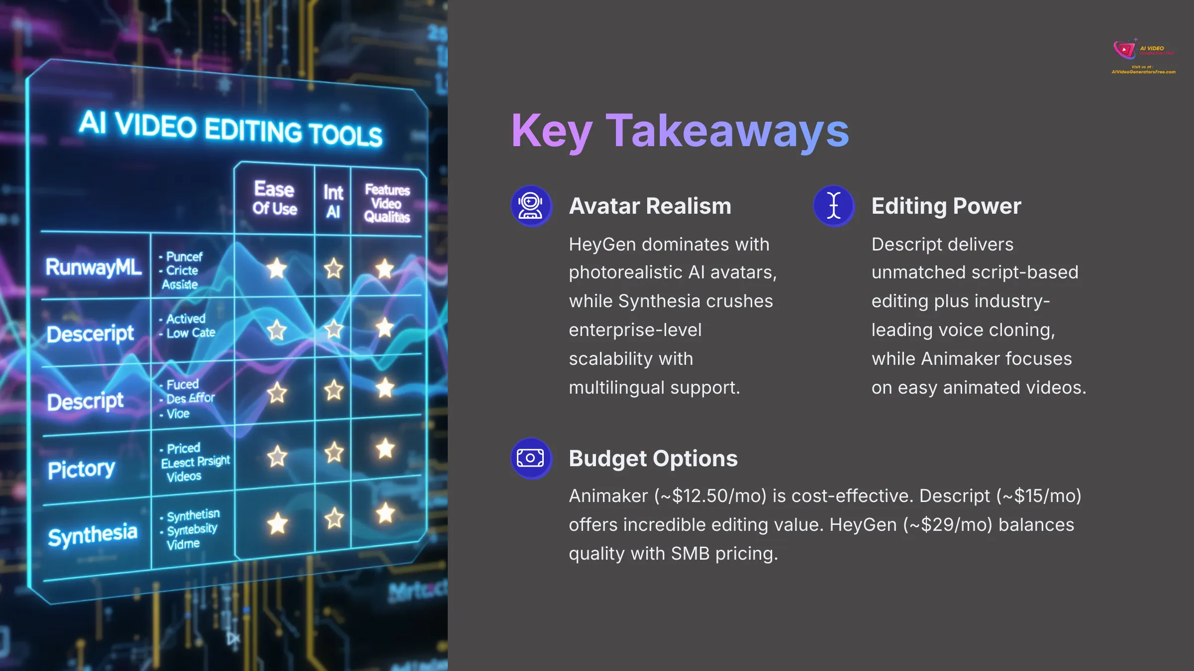 Key Takeaways AI Video Generators